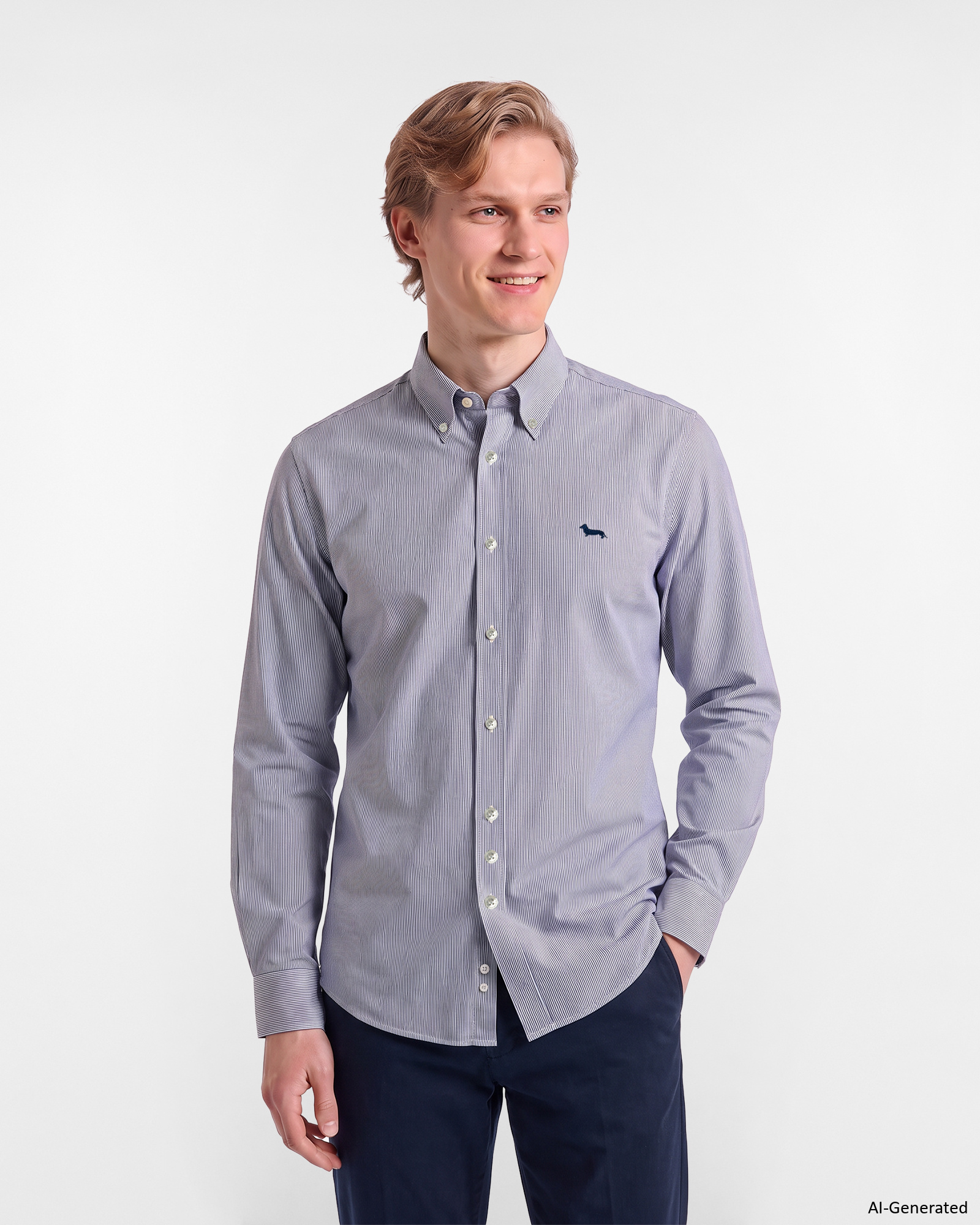 Camicia Uomo micro riga tinto filo Regular Fit blu
