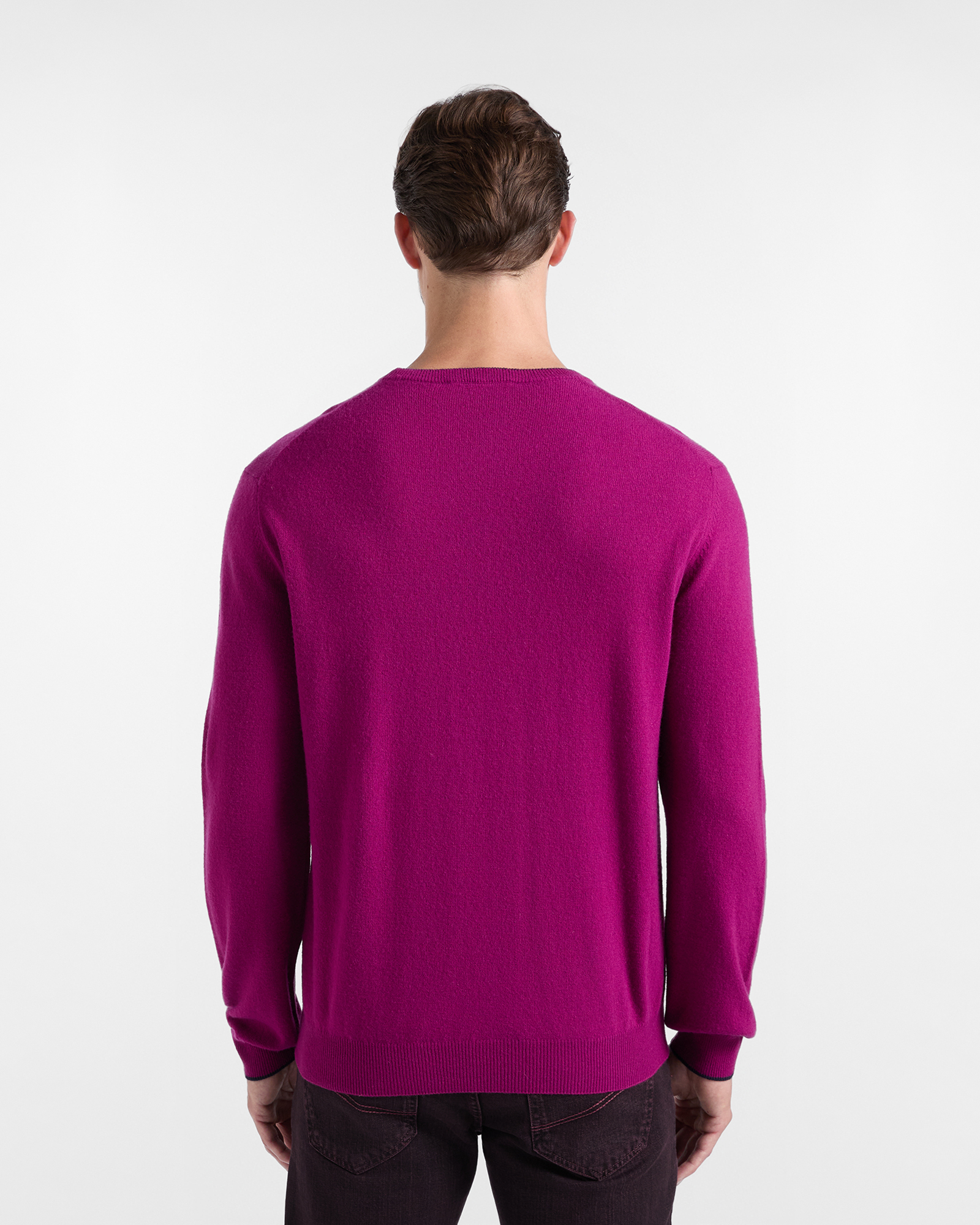 Maglia Uomo girocollo con riga contrasto in misto lana e cashmere grigio Regular Fit, INDIAN ROSE, large