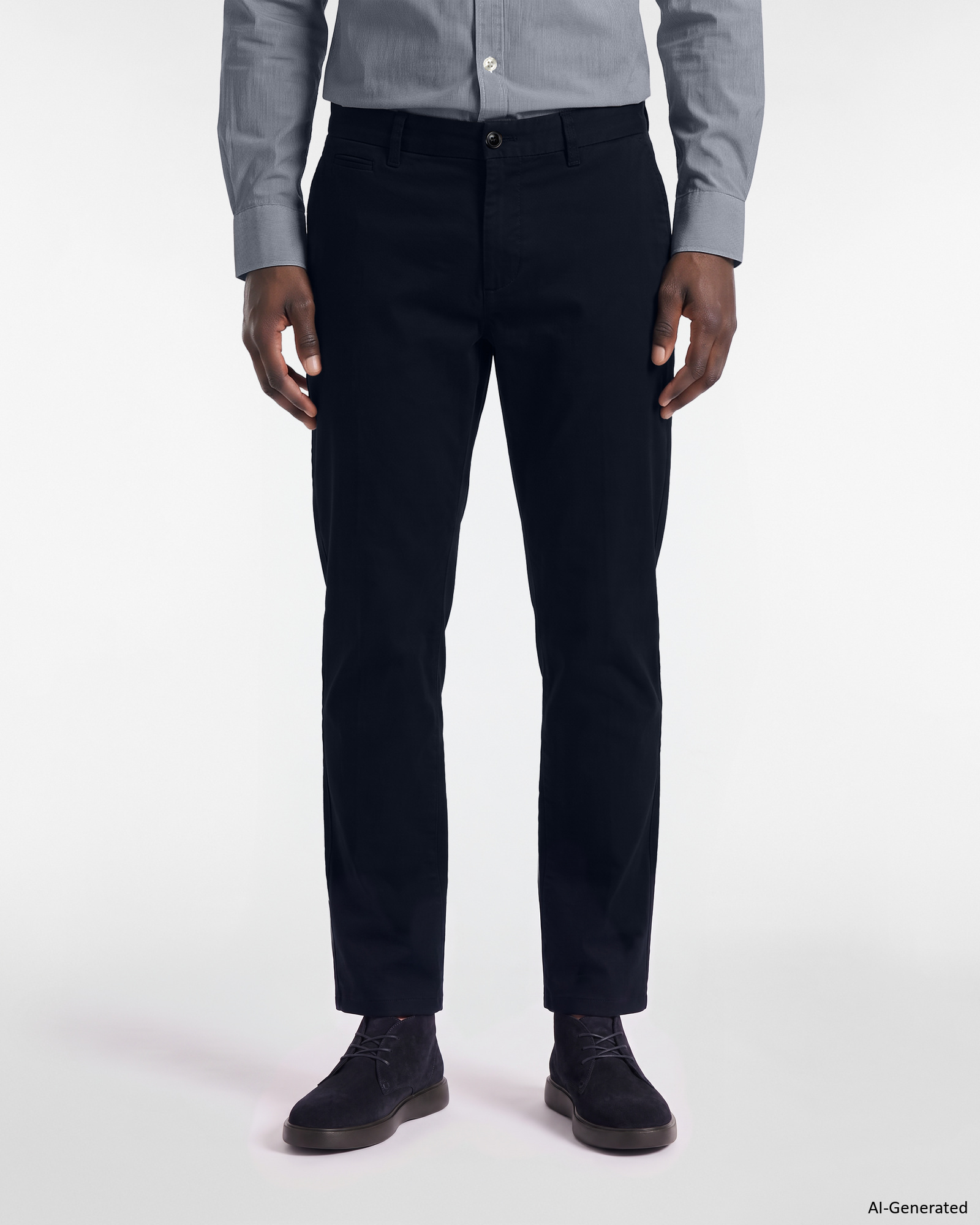 Herren-Chinohose aus Stretch-Baumwolle in Blau mit schmaler Passform