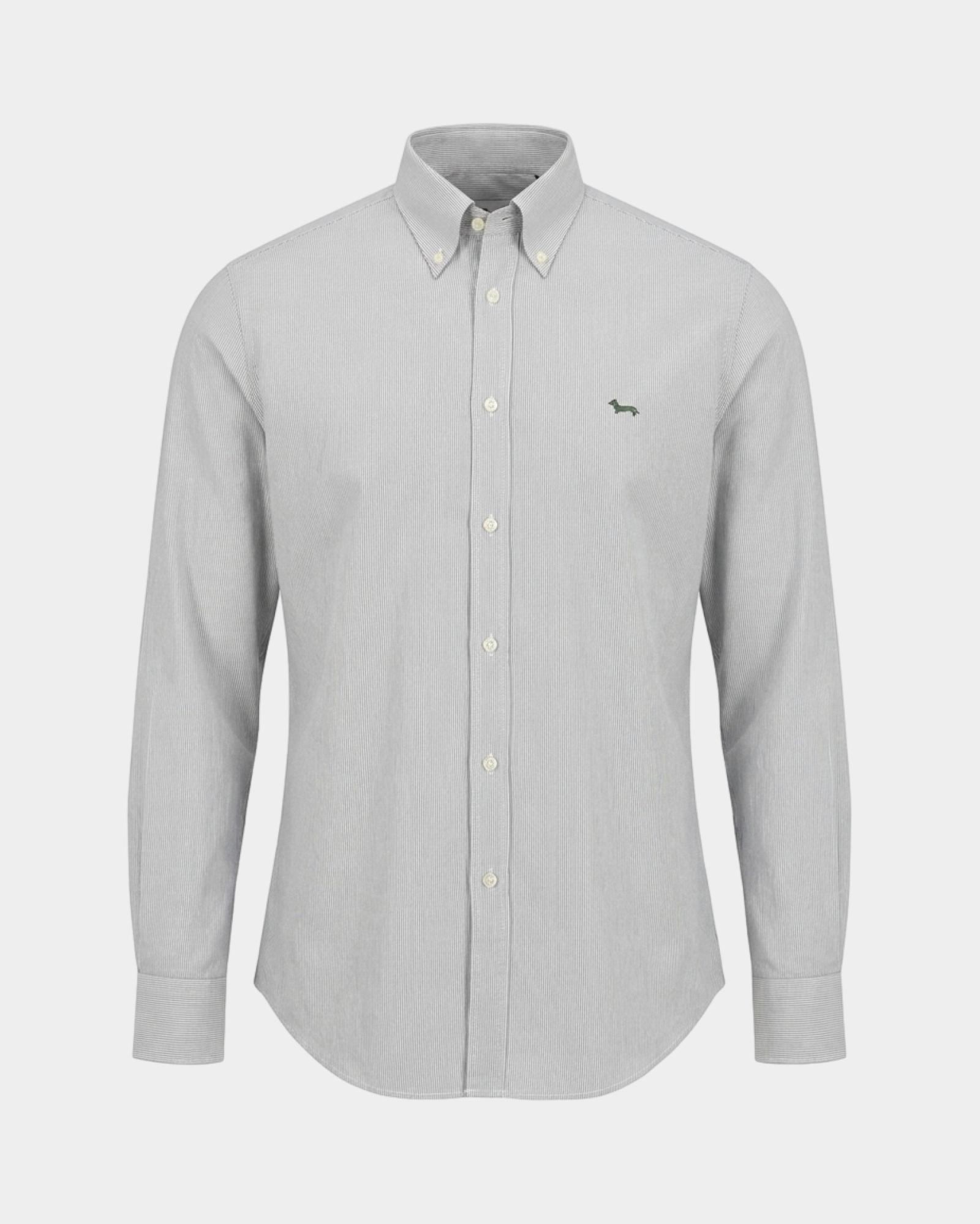 Camicia Uomo micro riga tinto filo Regular Fit, VERDE BOTTIGLIA, large