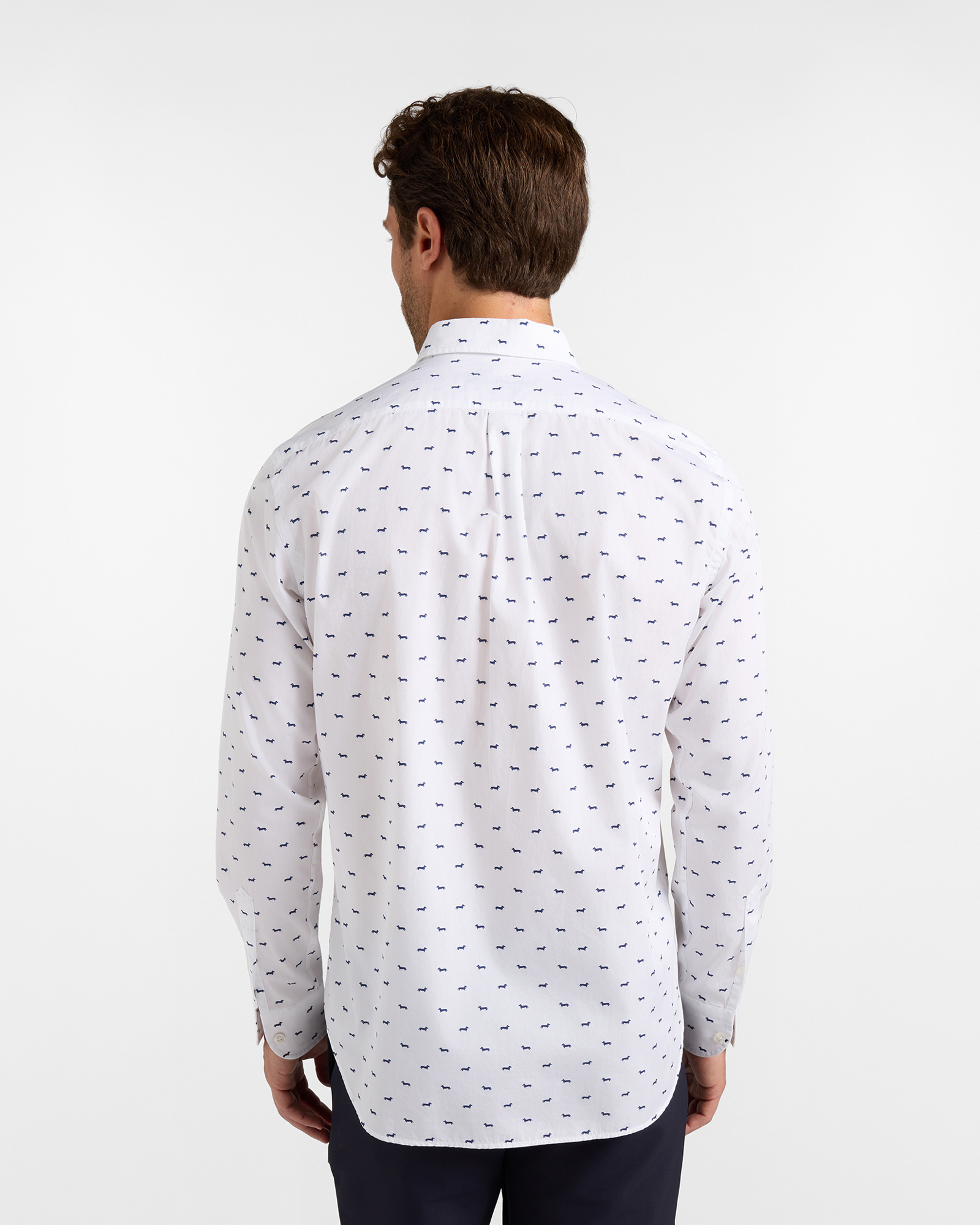 Men's regular-fit shirt with all-over dachshund print, NAVY BLUE, large
