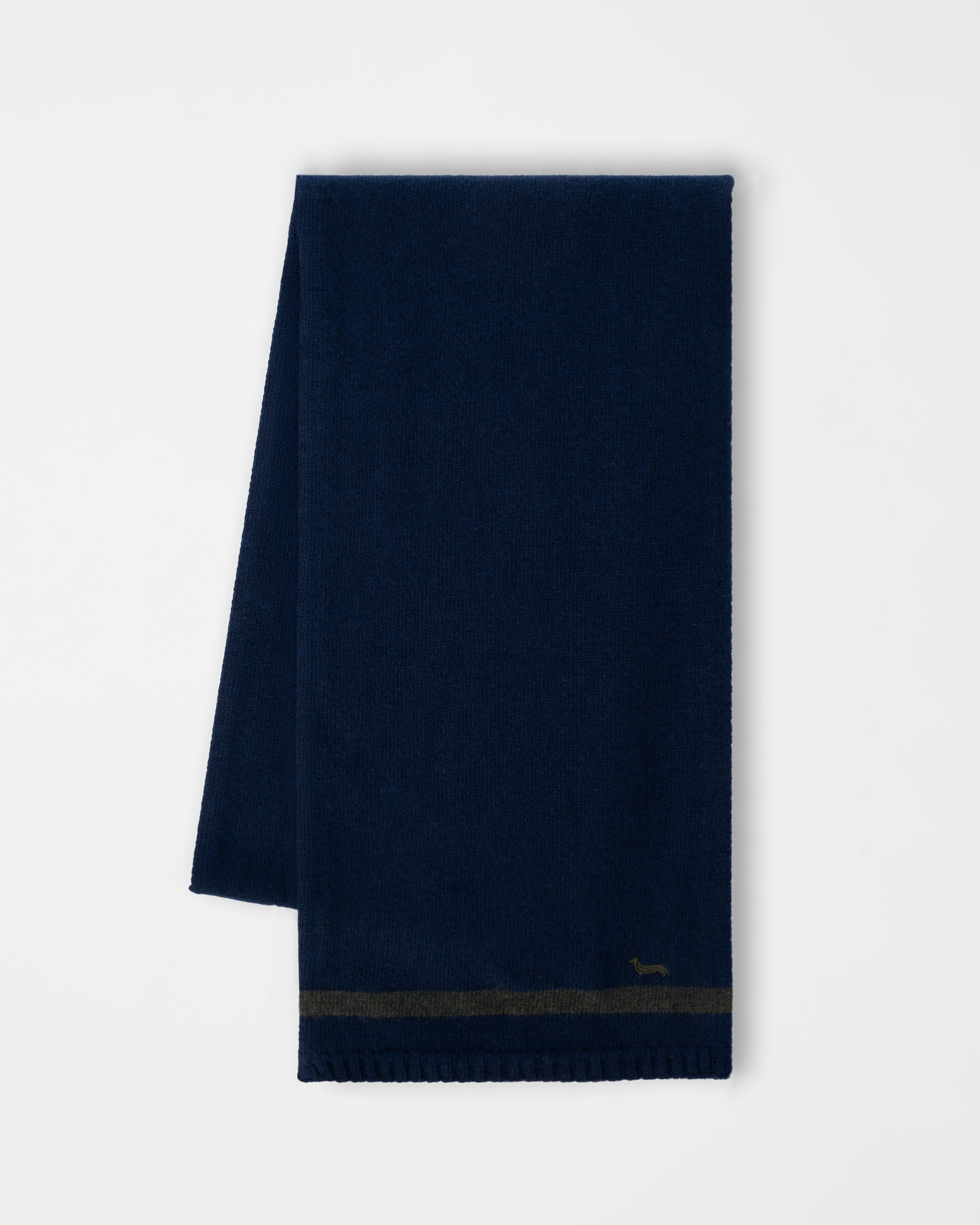 Men&rsquo;s wool and cashmere blend scarf with light blue embroidery