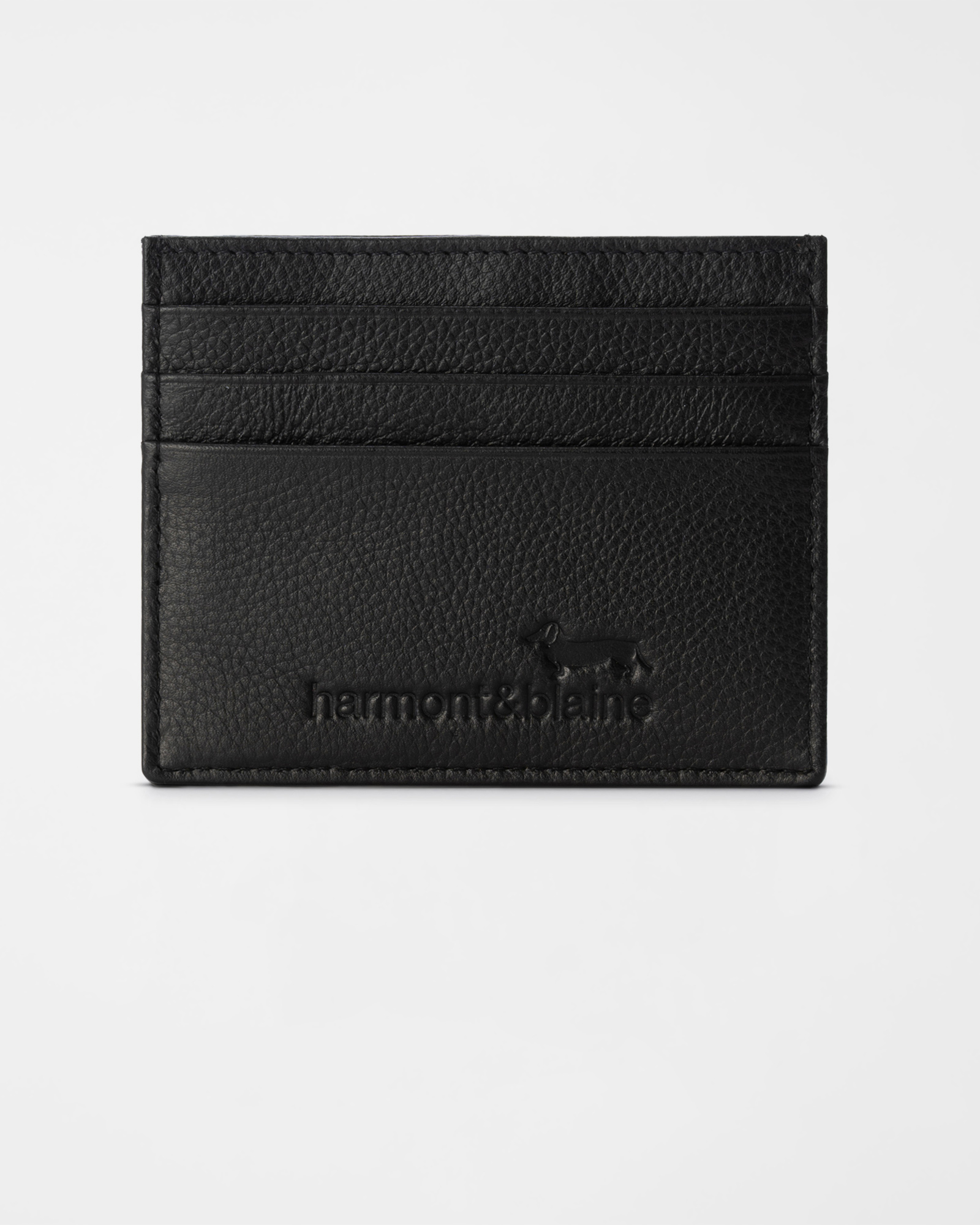 Men&rsquo;s Genuine Leather Card Holder with All-Over Black Dachshund Design
