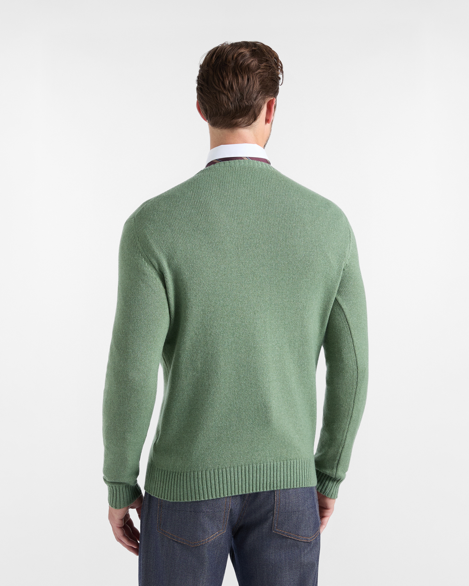 Men's Made in Italy regular fit sweater in wool blend, SPORT GREEN, large
