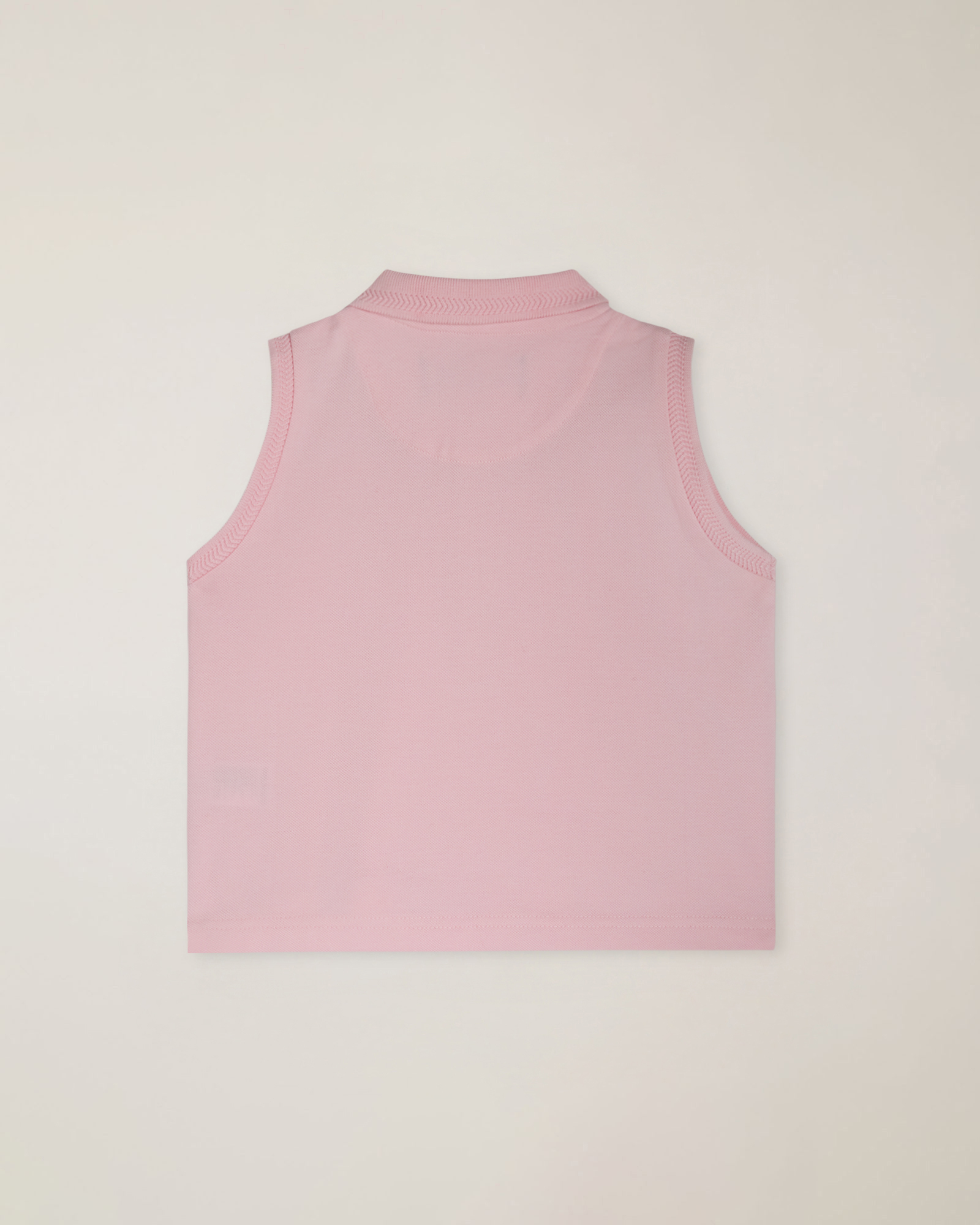 Sleeveless piqu&eacute; polo shirt with logo embroidery, Pink, large