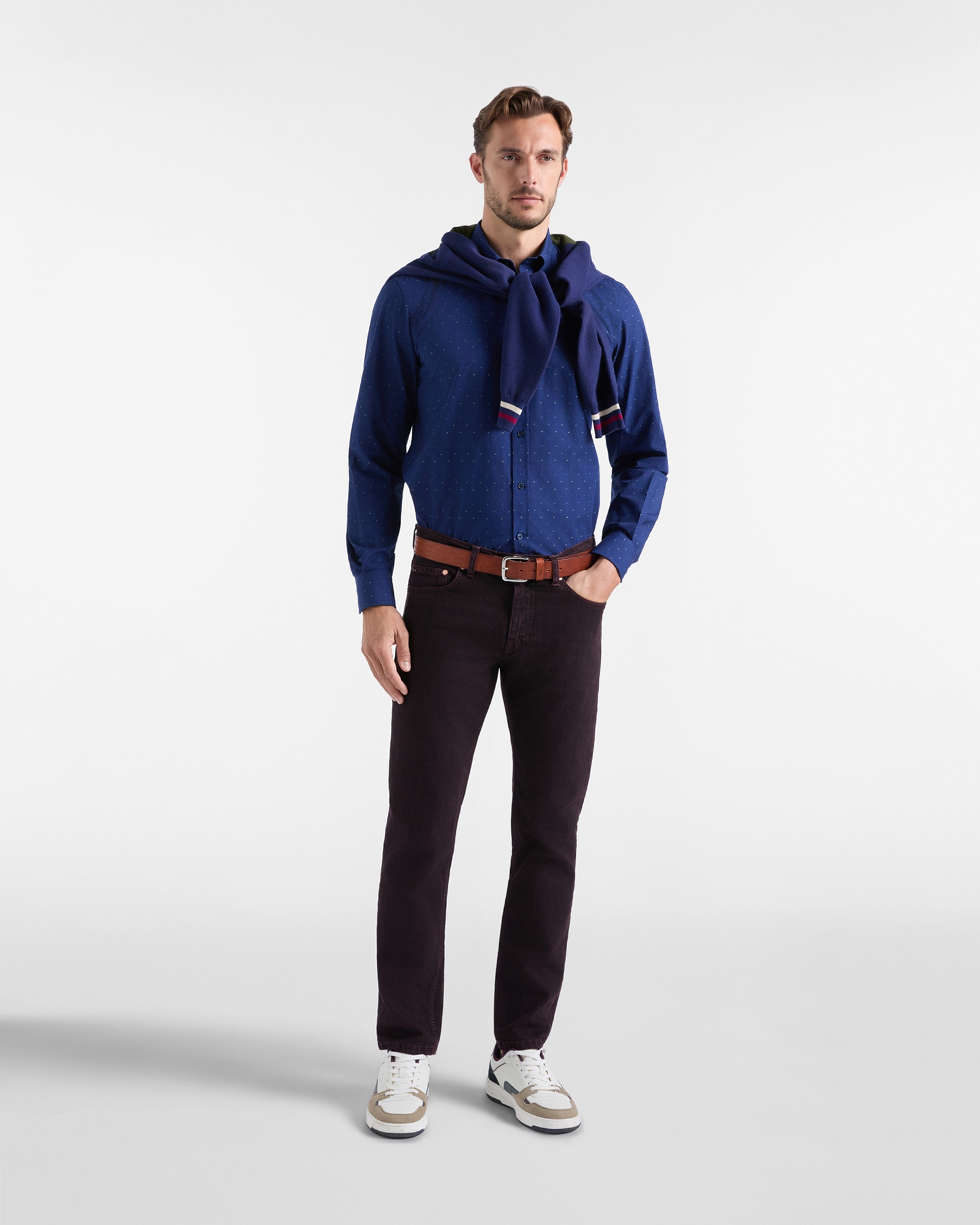 Camicia Uomo popeline fil coup&eacute; Regular Fit, BLU NAVY, large