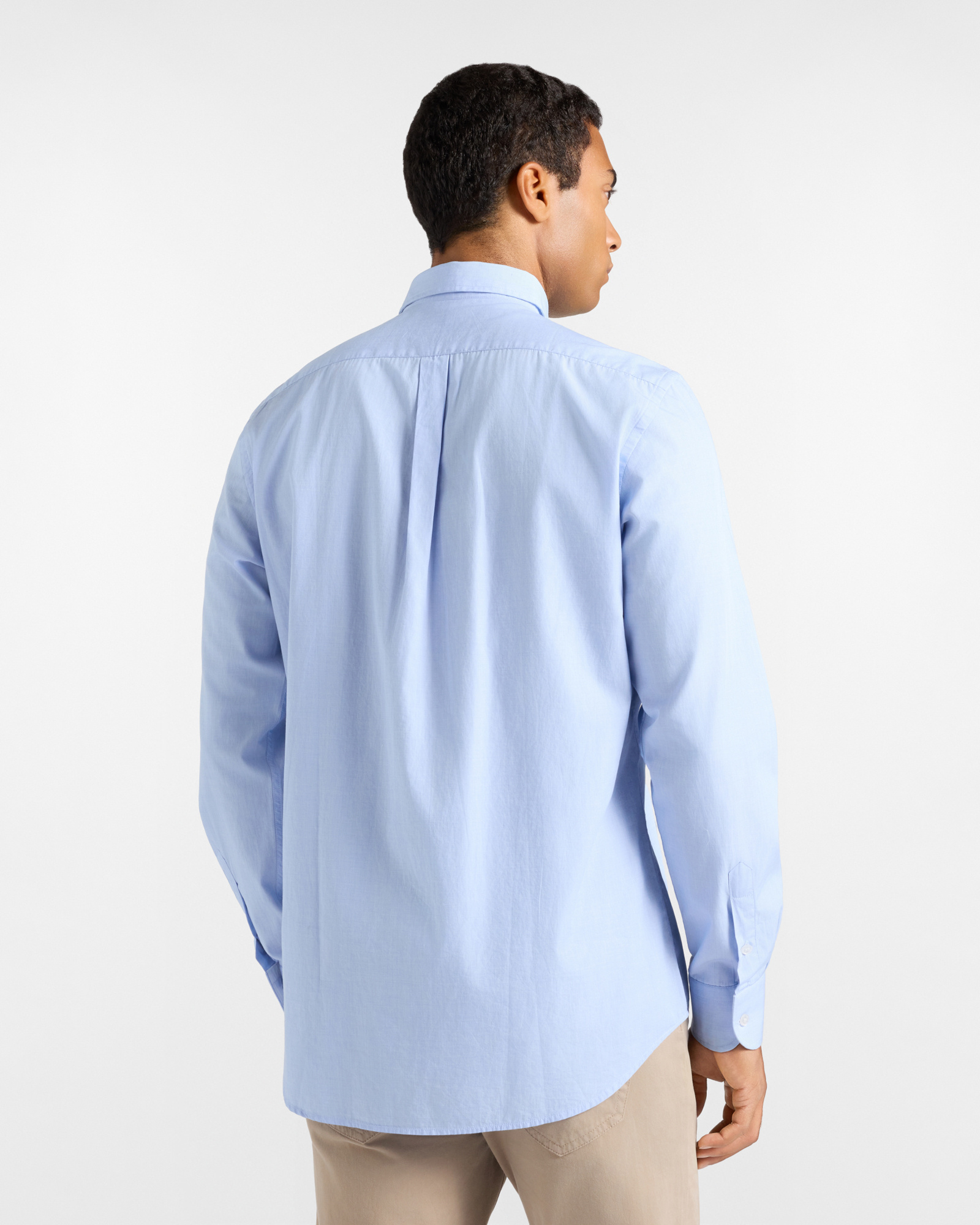 Men's regular-fit end-on-end fabric shirt, SKY, large
