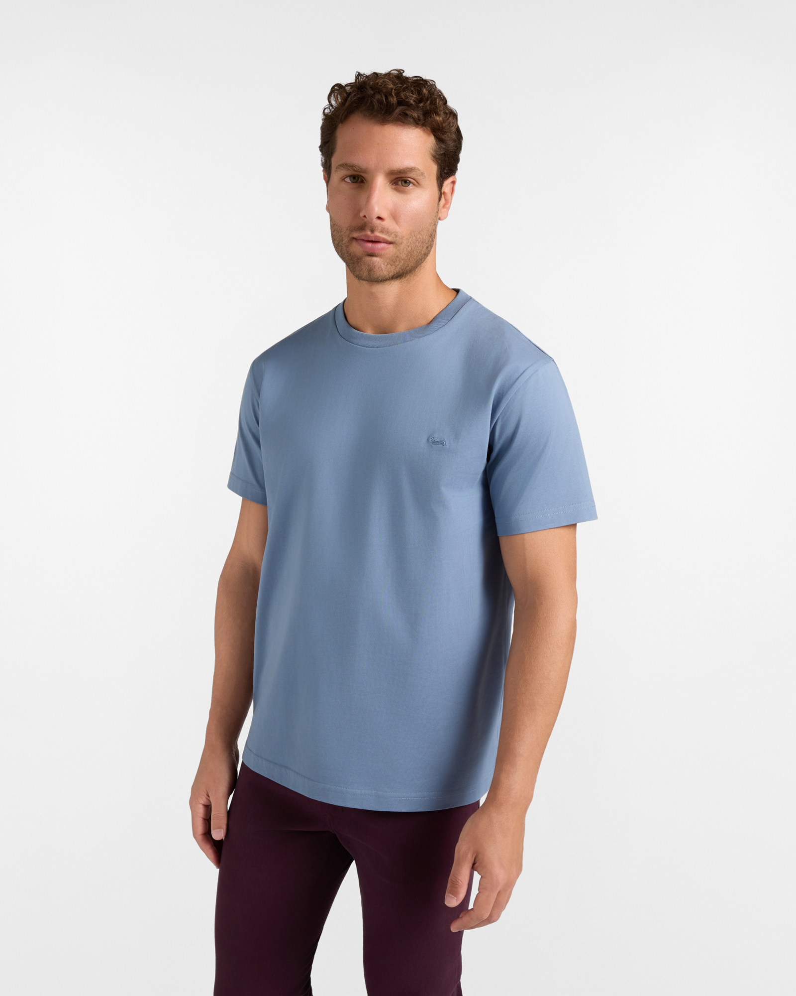 Men's relaxed-fit powder blue T-shirt in 100% pure cotton