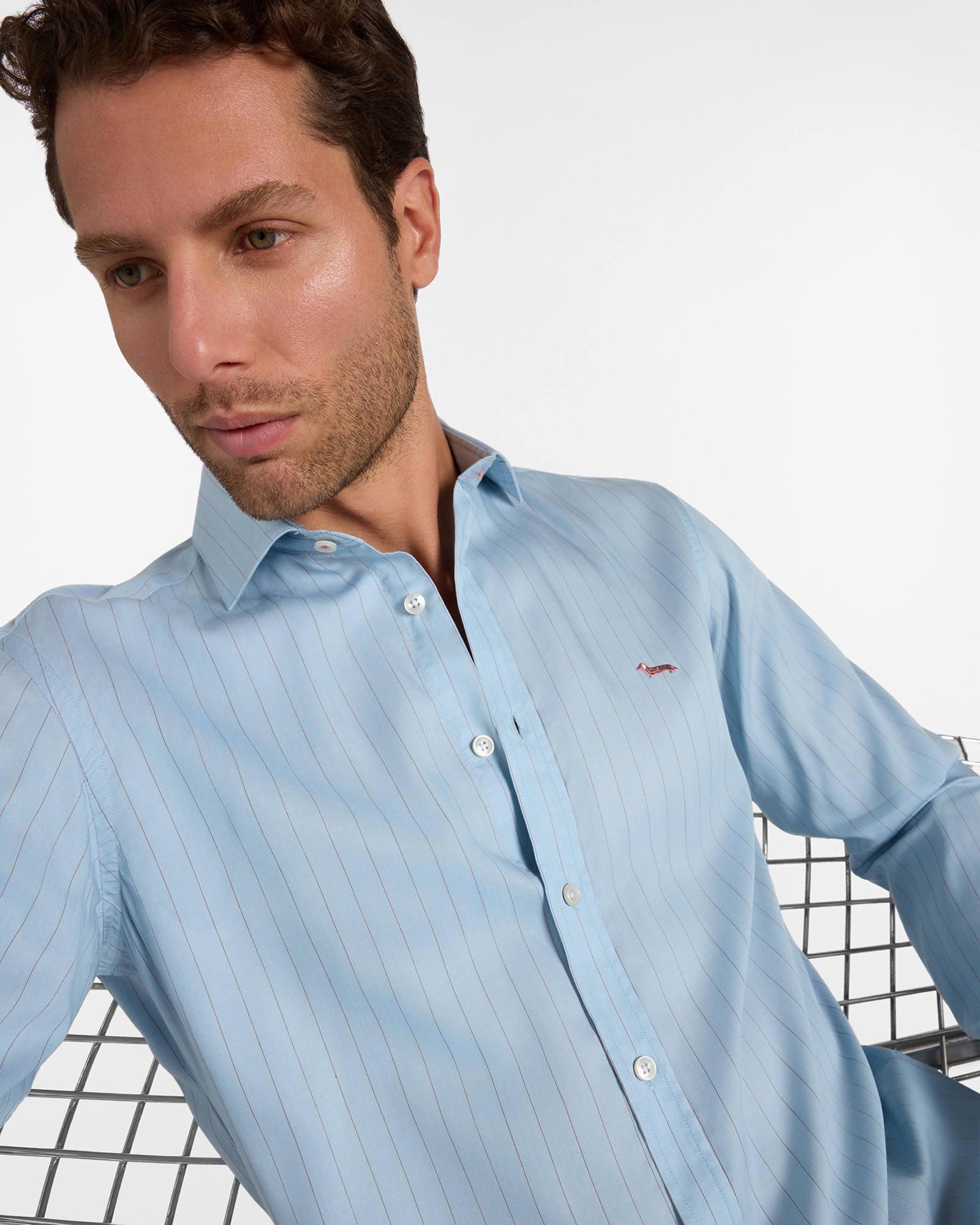 Chemise homme &agrave; rayures en twill Tencel&reg; Narrow Fit, SKY, large