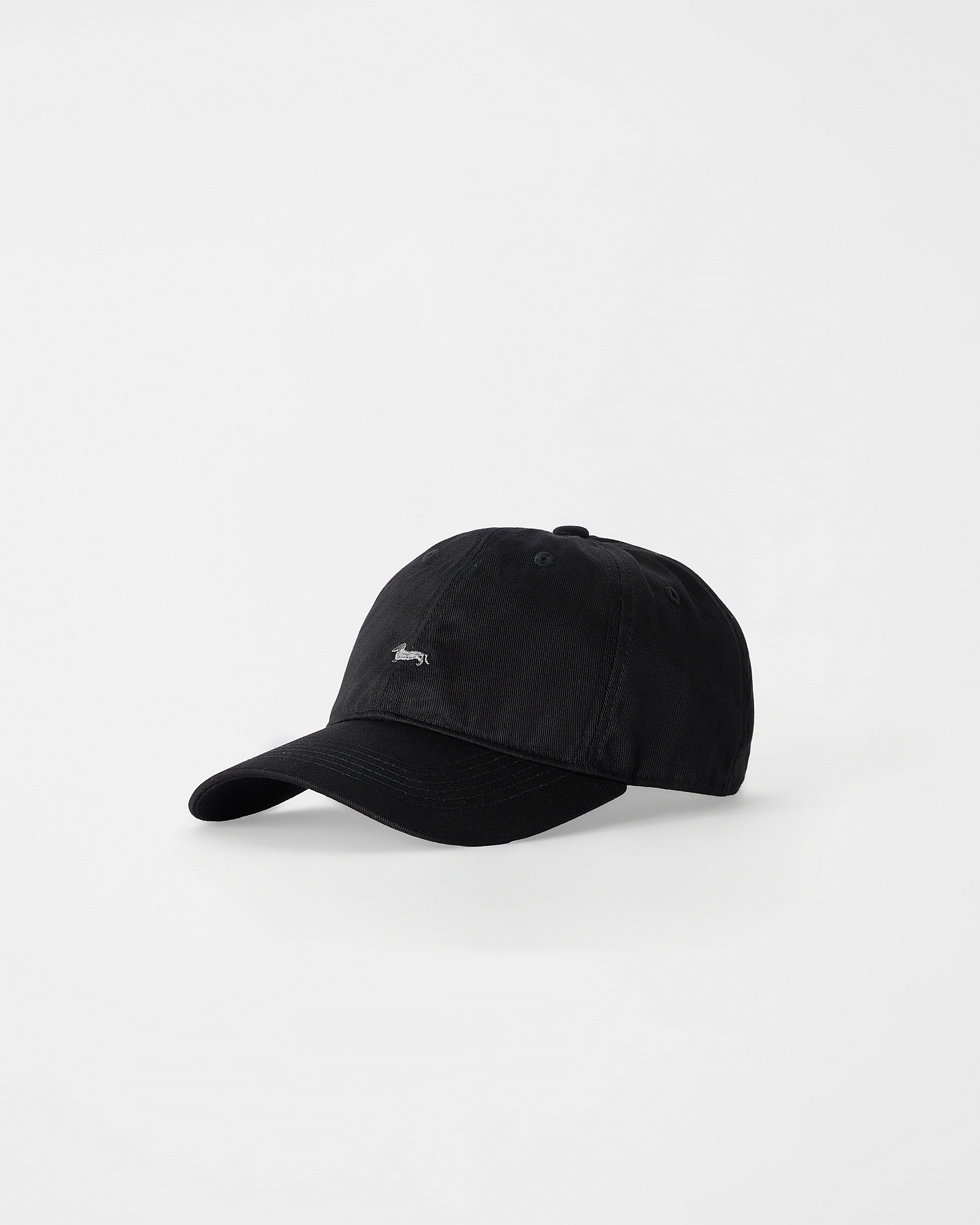 Cappello baseball da uomo in twill di cotone con bassotto ricamato, NERO, large