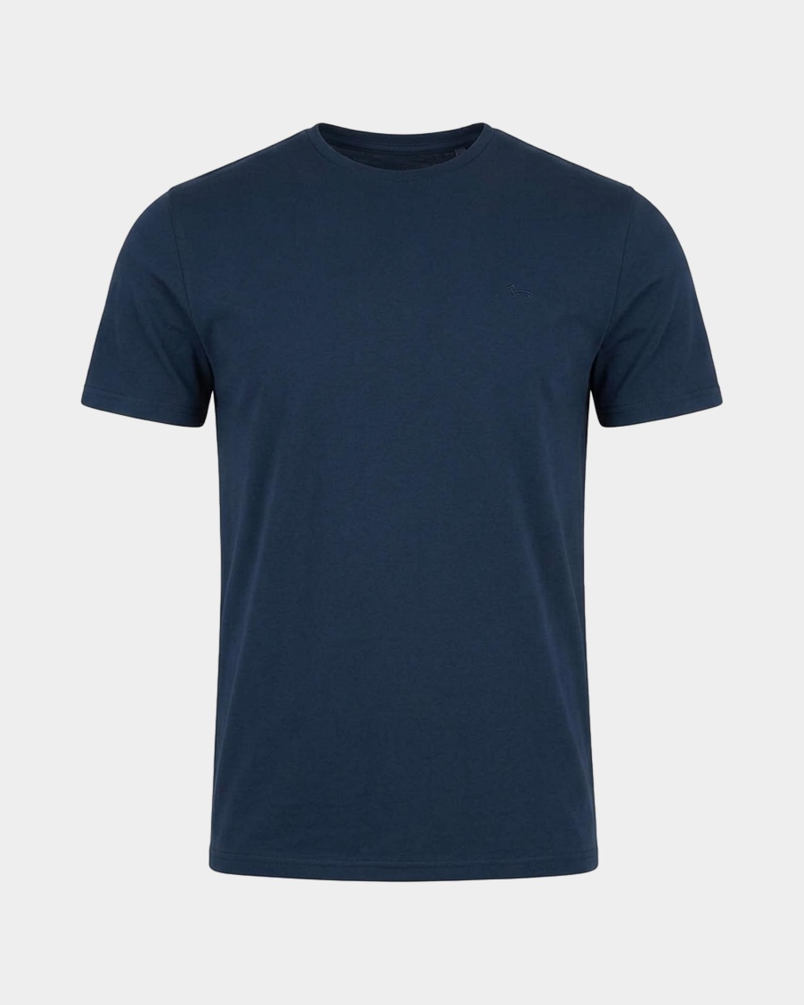 Camiseta de hombre en mezcla de algod&oacute;n y seda corte regular, AZUL MARINO, large