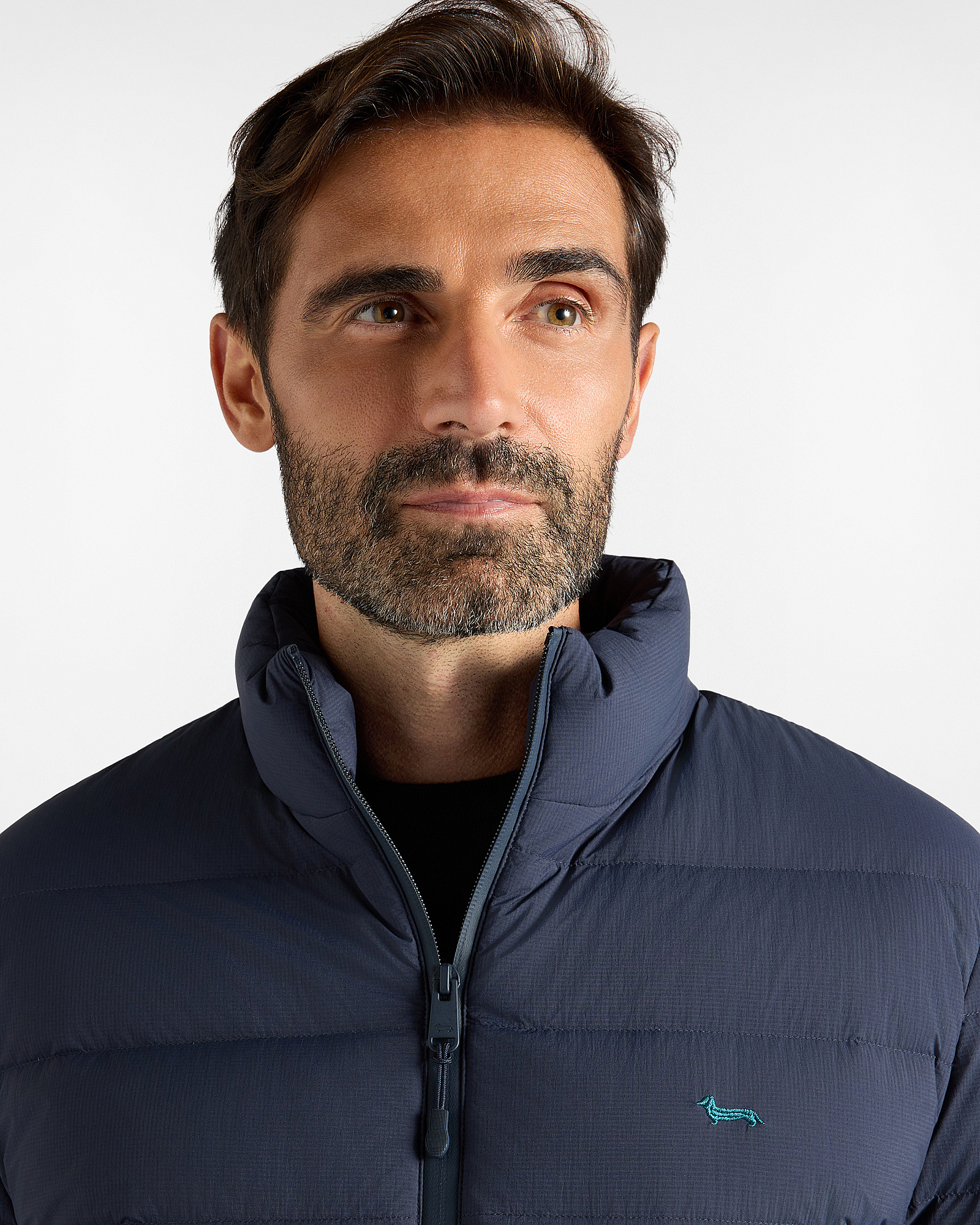 Bomber da uomo in piuma e nylon ripstop, BLU NAVY, large