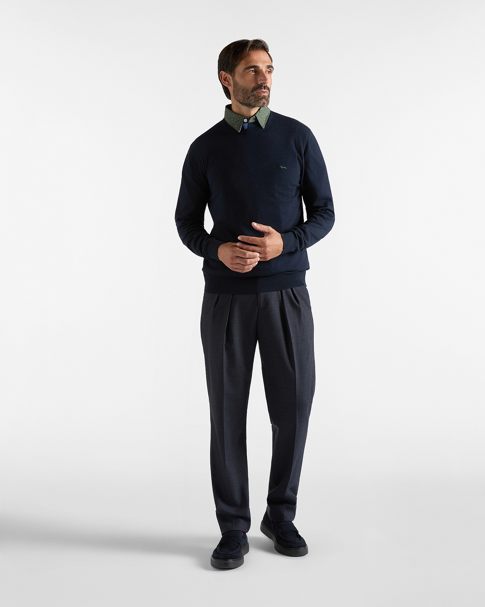 Maglia Uomo in misto cotone e cashmere  Regular Fit Made in Italy, BLU NAVY, large