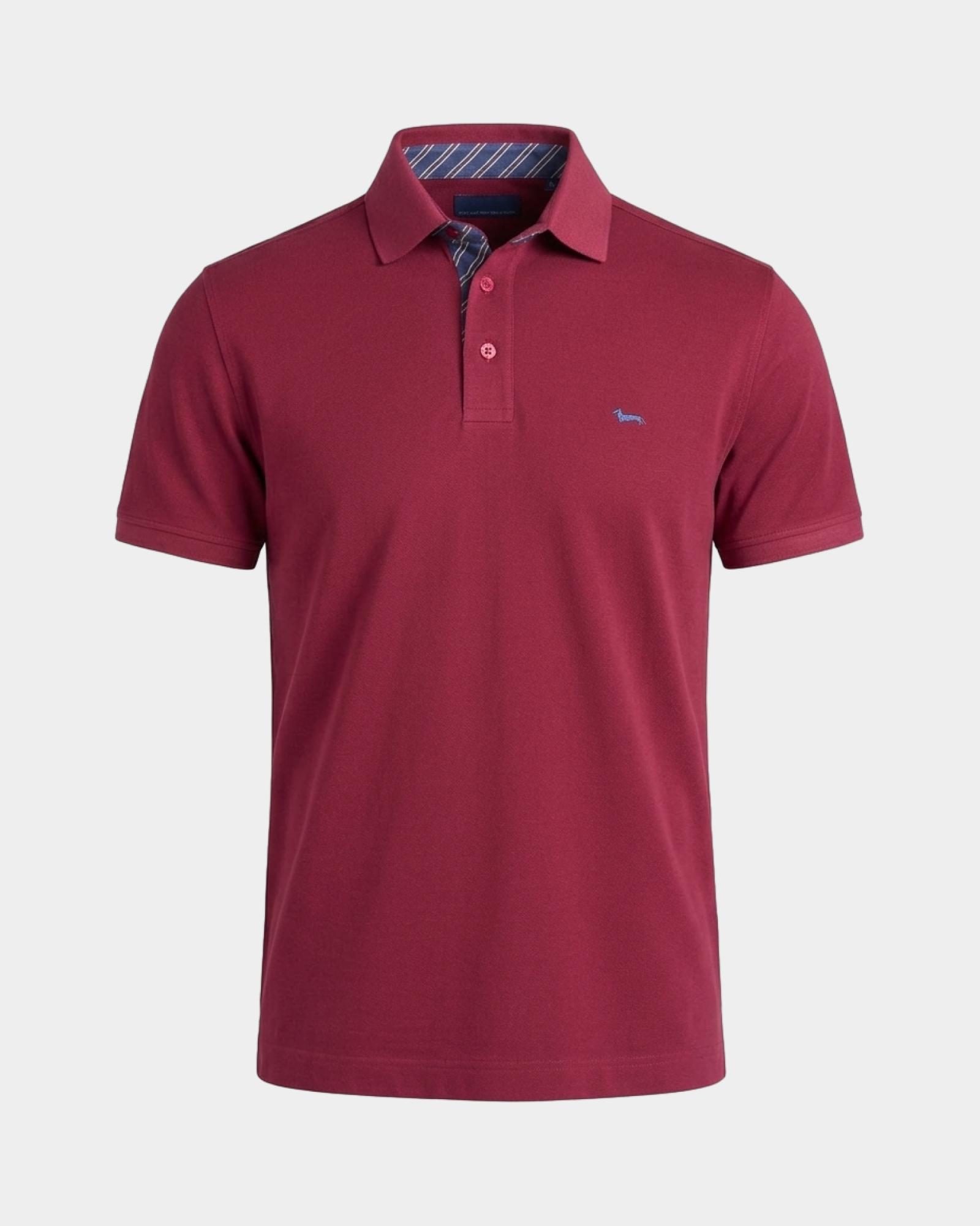 Men's short-sleeve 100% pure cotton piqu&eacute; polo shirt, DARK RED, large