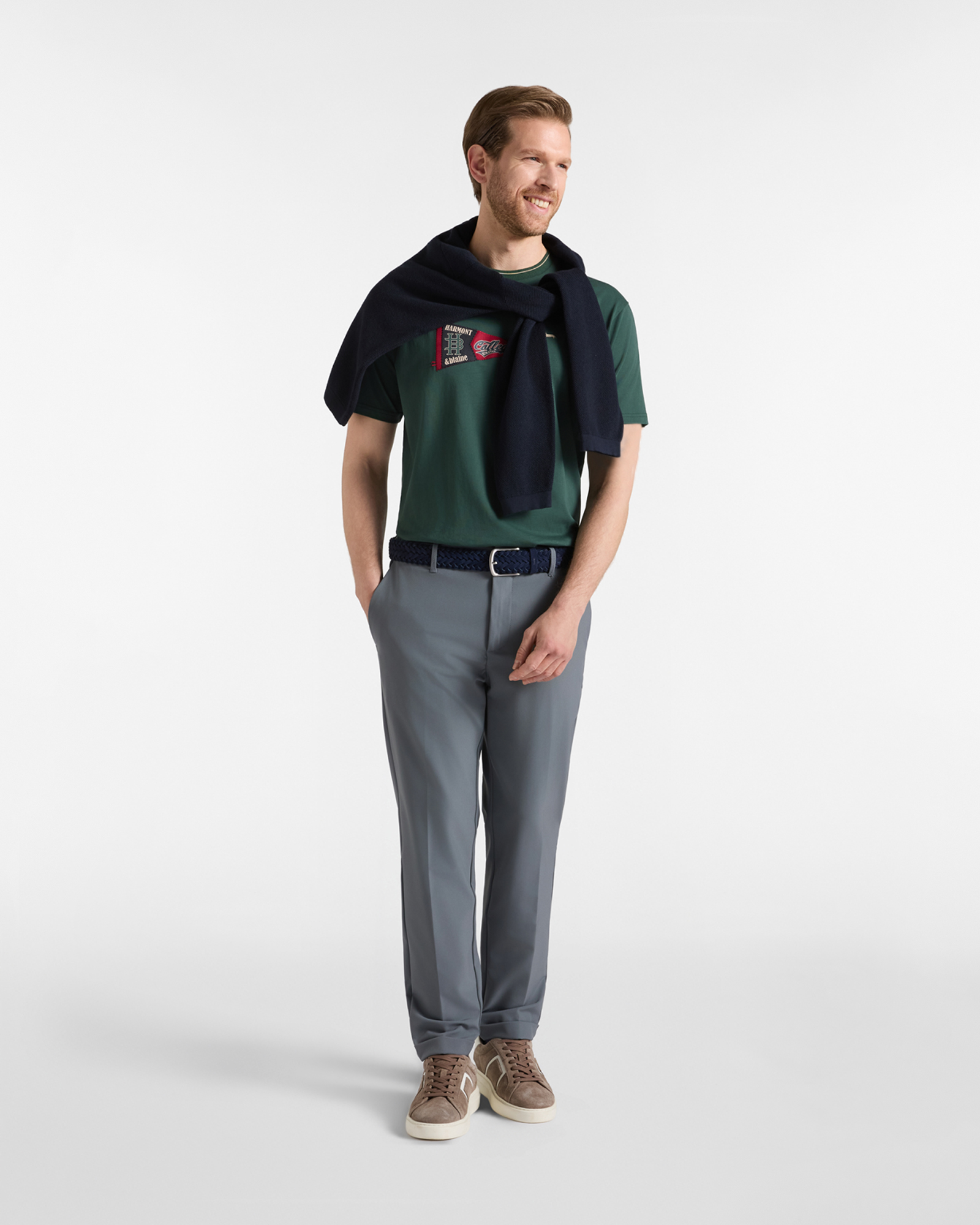 Men's relaxed-fit T-shirt in 100% pure cotton, BOTTLE GREEN, large