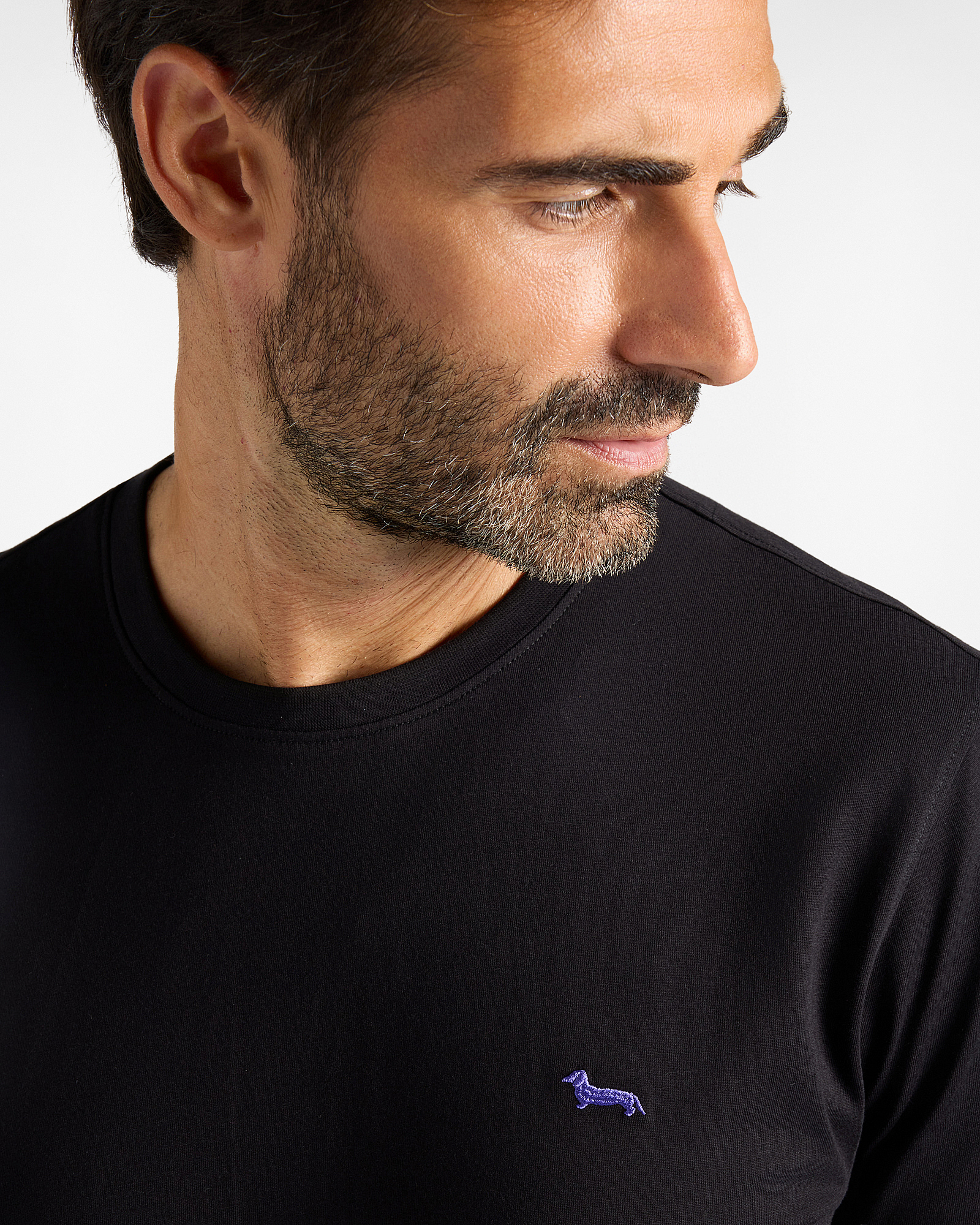 Men's narrow-fit  T-shirt in 100% pure cotton, BLACK, large