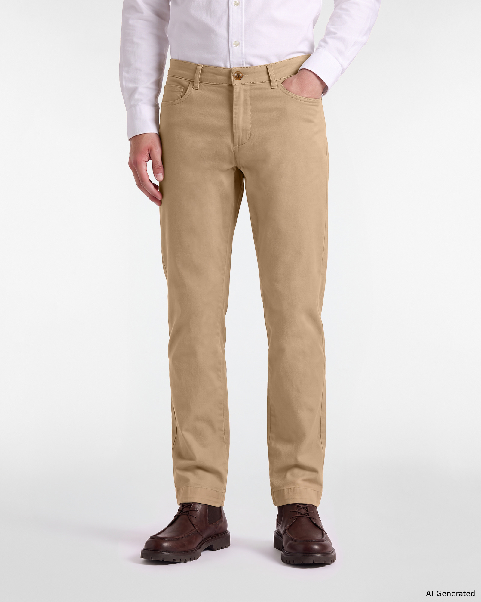 Beigefarbene Chino-Hose f&uuml;r Herren, lockere Passform