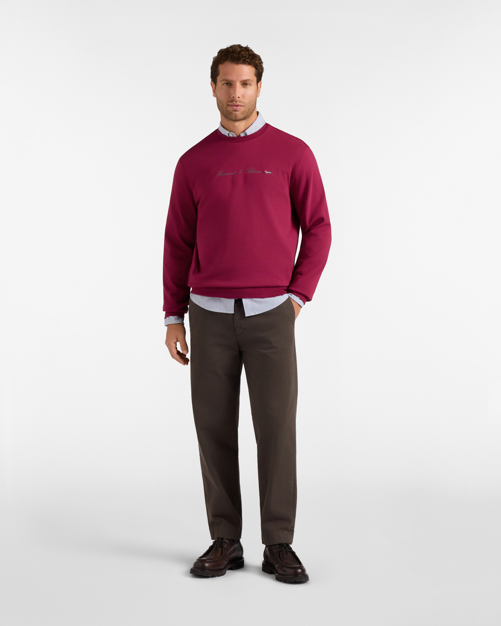 Felpa Uomo girocollo in puro cotone con logo 3D, INDIAN ROSE, large