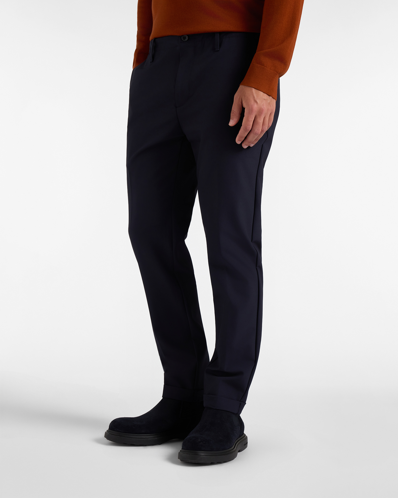 Herren-Chinohose mit D-Passform aus Stretch-Nylon in Blau