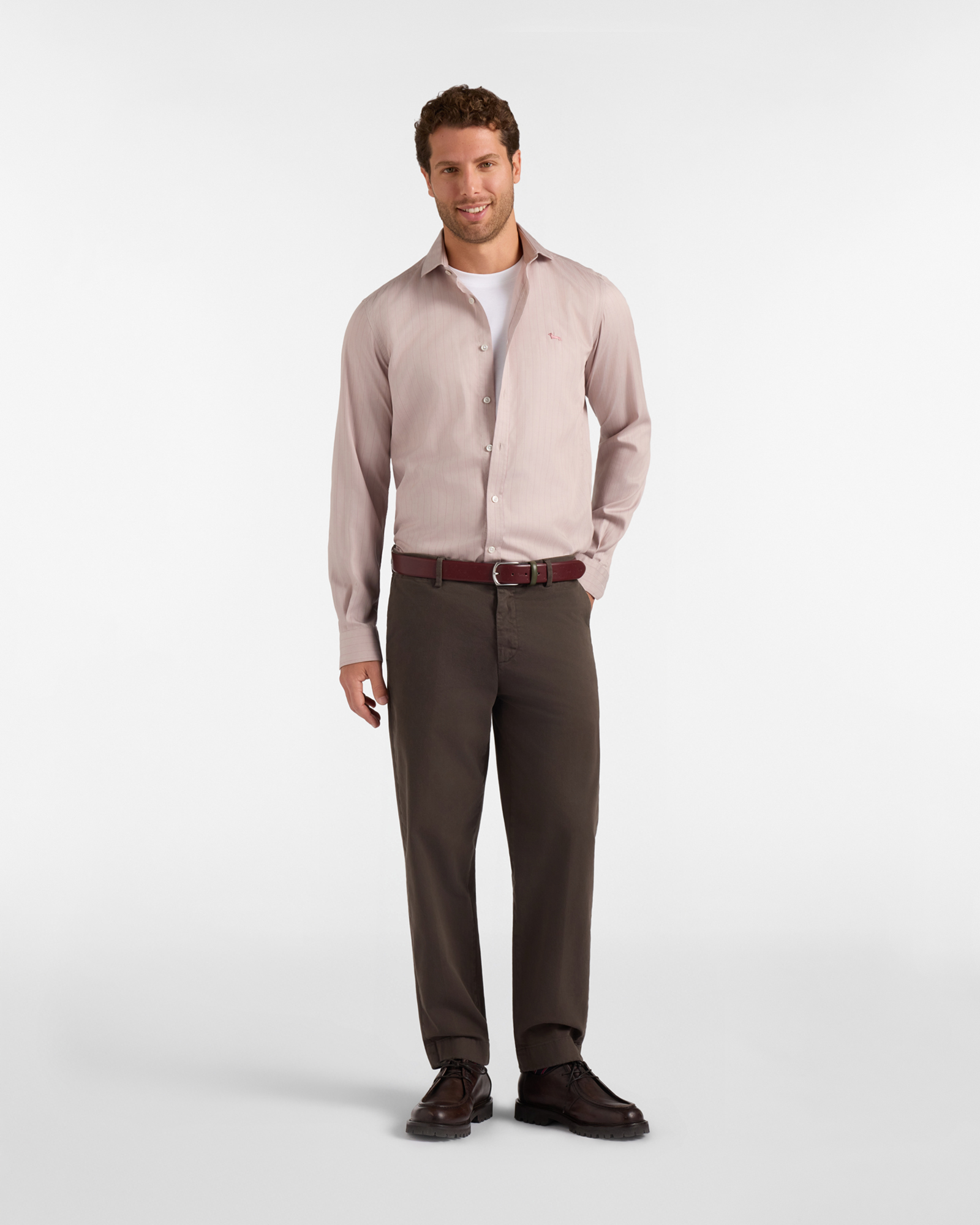 Chemise homme &agrave; rayures en twill Tencel&reg; Narrow Fit, BEIGE, large