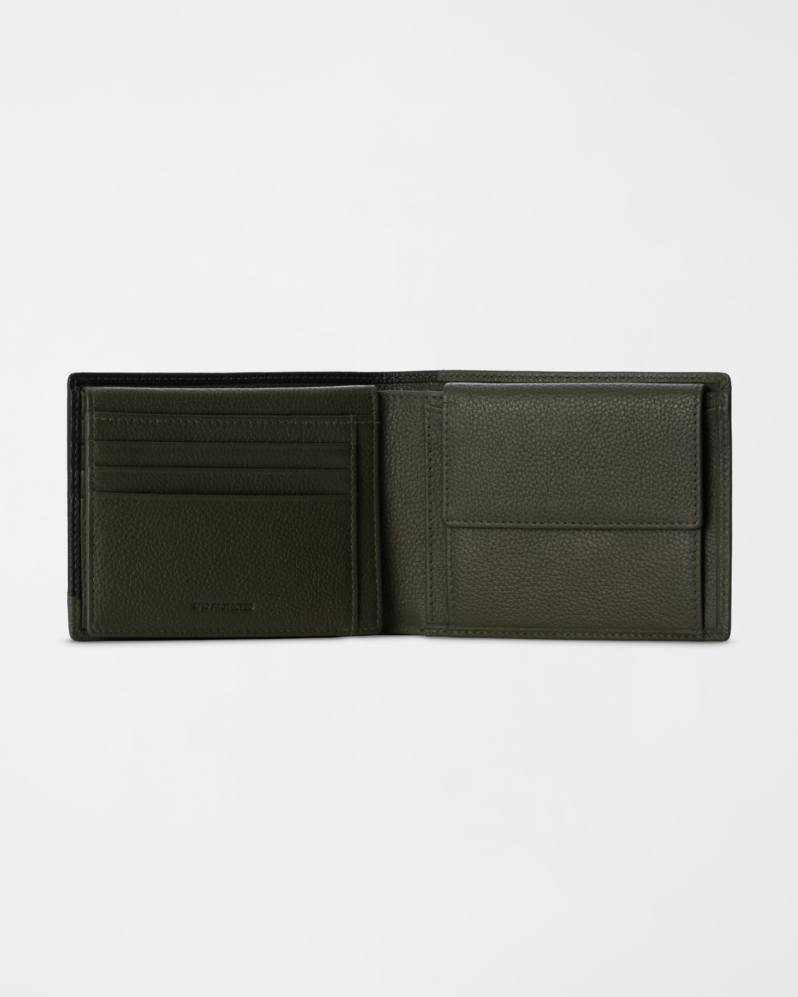 Men&rsquo;s Two-Tone Genuine Leather Wallet with Coin Pocket, GREEN, large