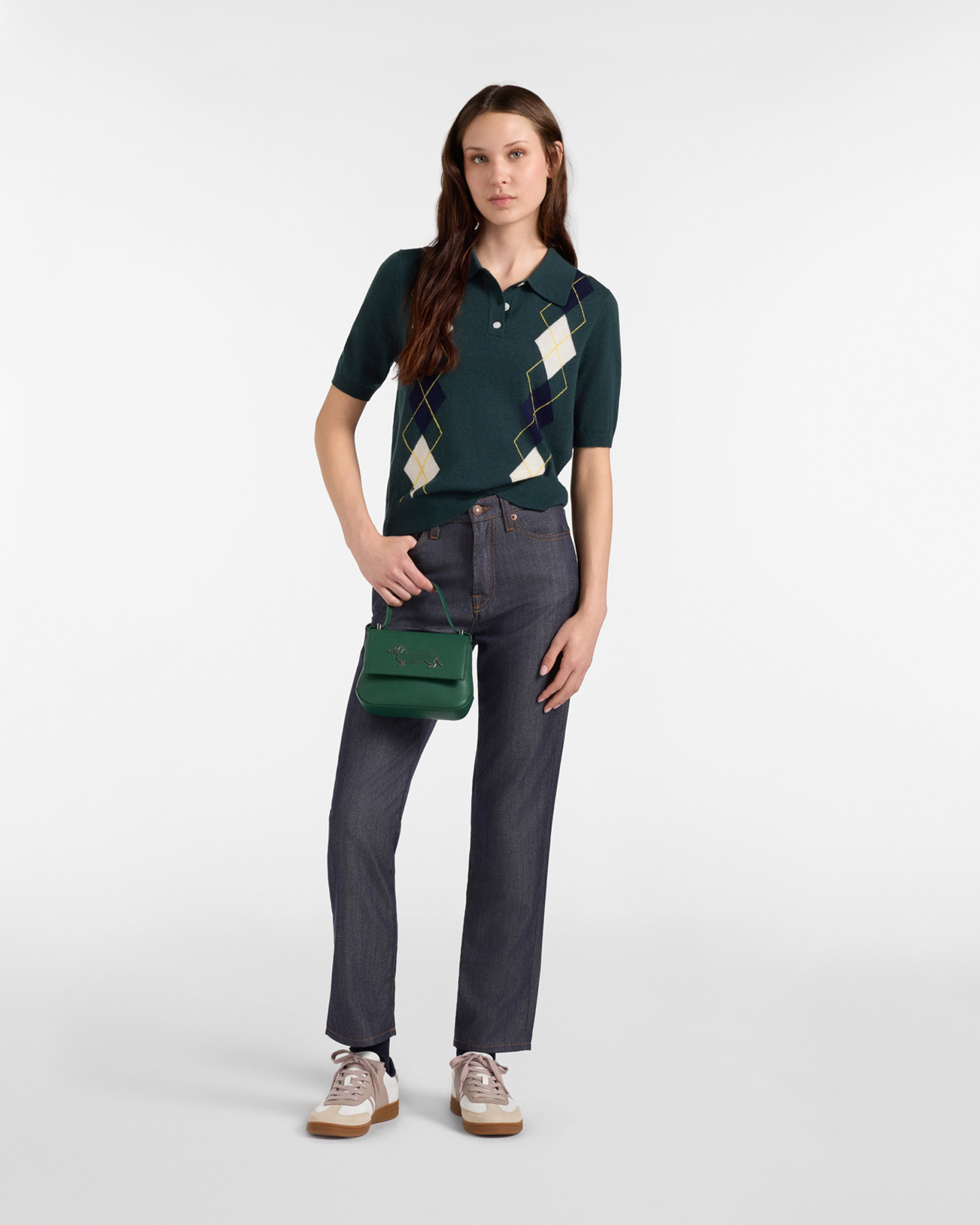 Maglia Donna con colletto polo in misto lana, VERDE, large