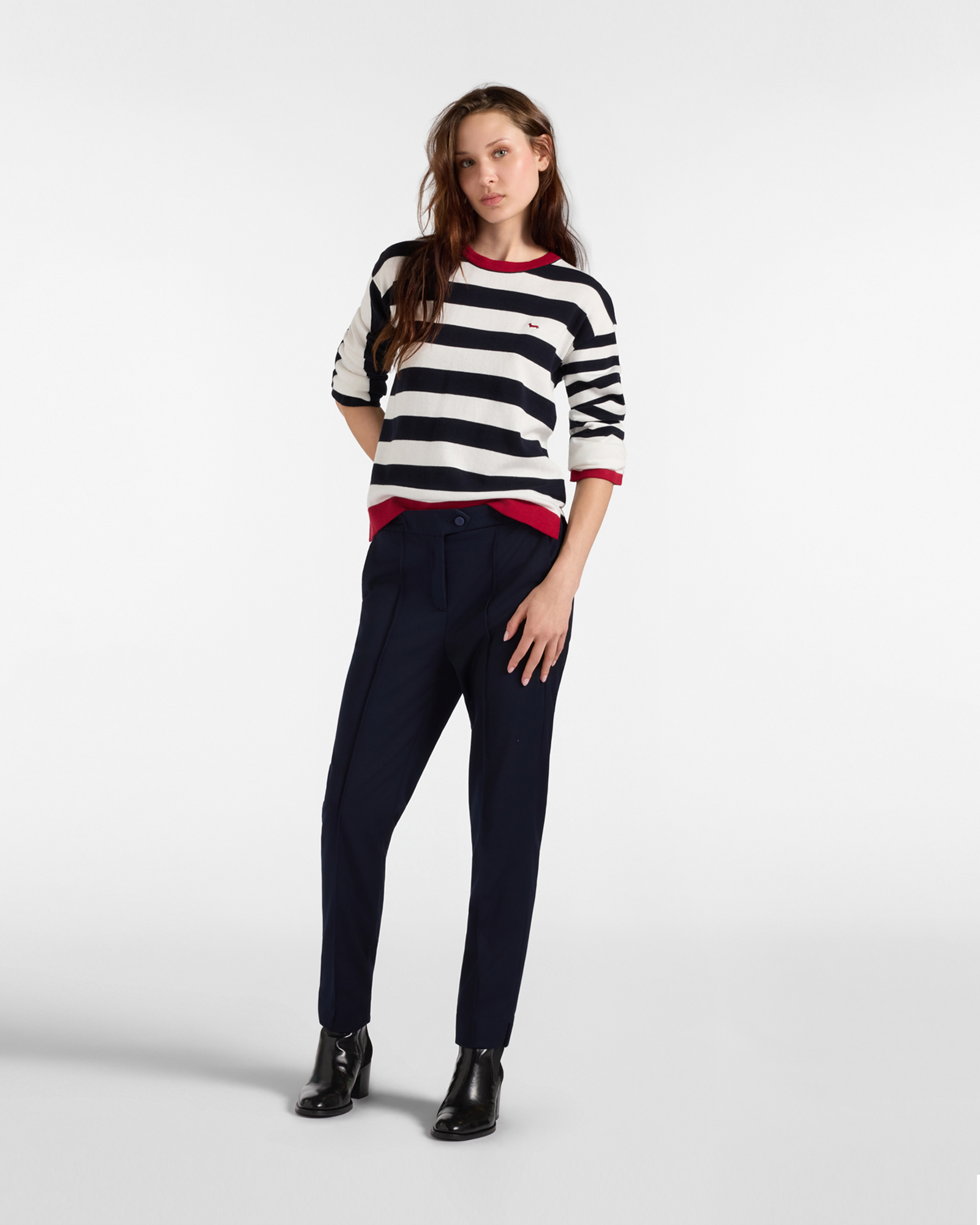 Pantalone Chino Donna Made in Italy, BLU NAVY, large