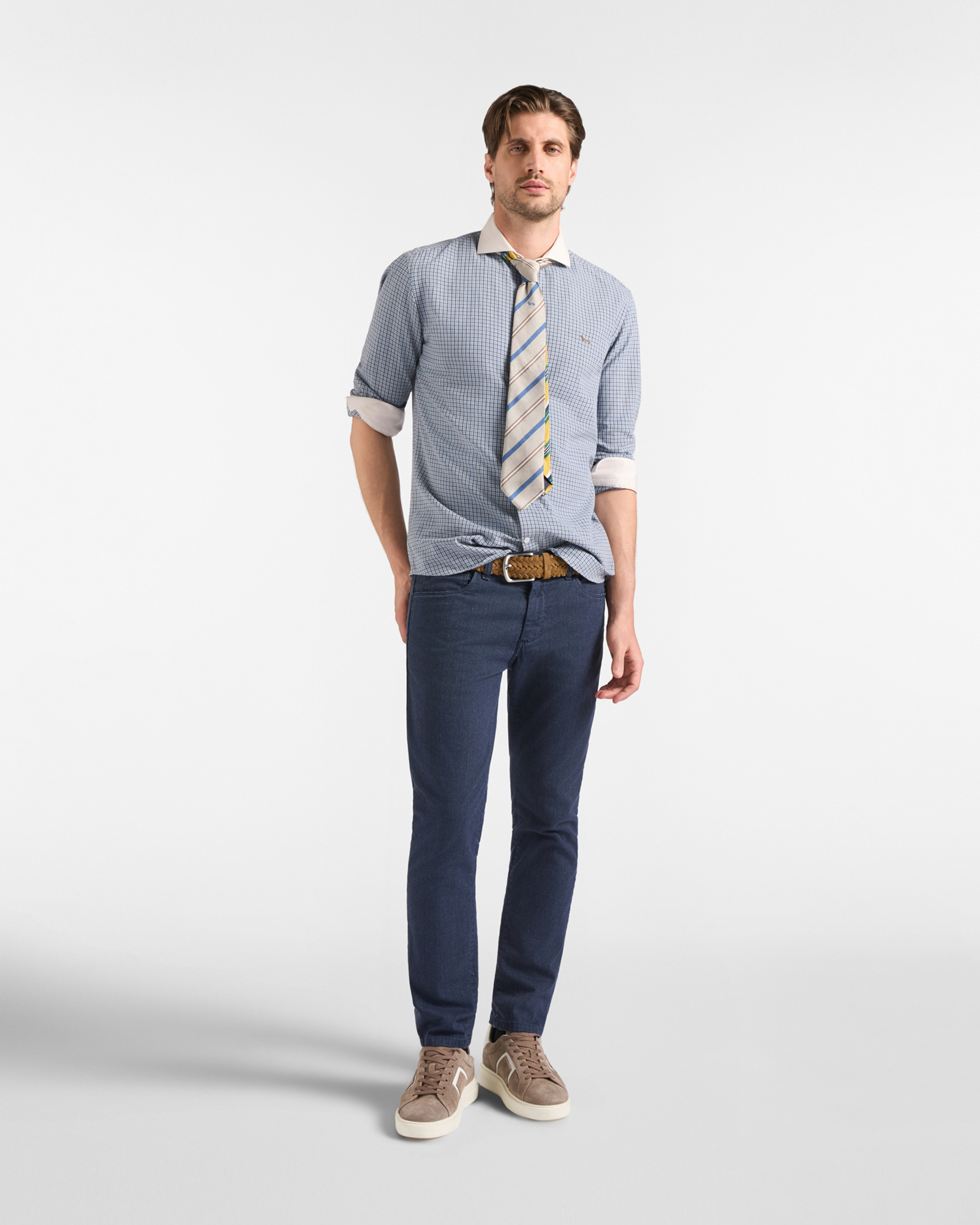 5-Pocket-Hose f&uuml;r Herren Made in Italy aus Stretch-Baumwolle mit schmaler Passform, MARINEBLAU, large