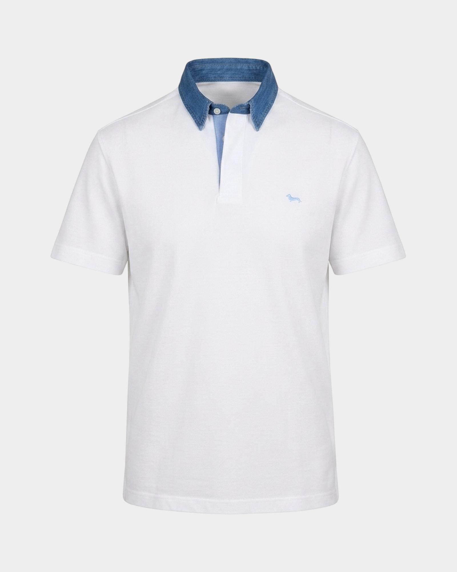 Men's short-sleeve mercerized 100% pure cotton piqu&eacute; polo shirt, WHITE, large