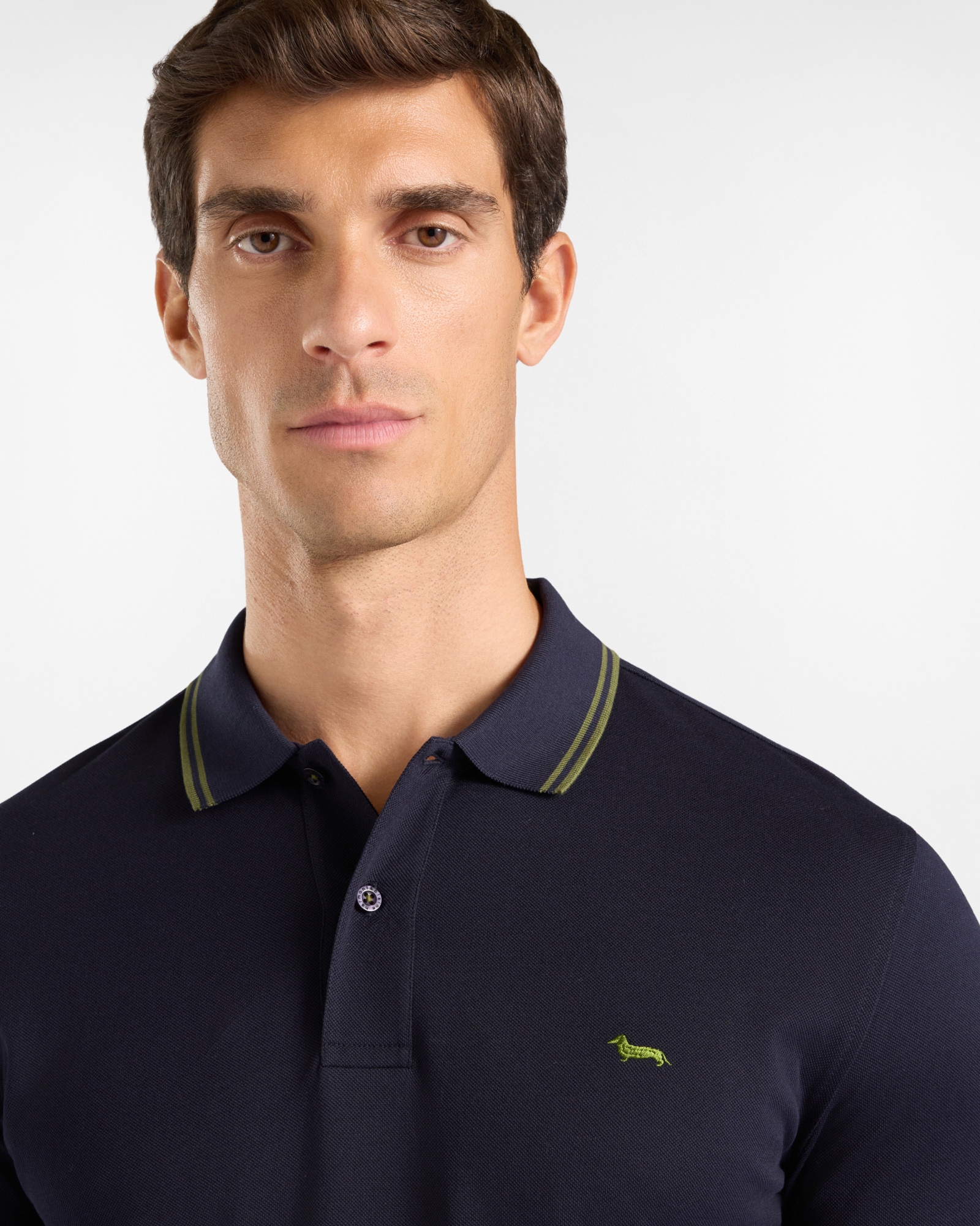 Men's long-sleeve 100% pure cotton piqu&eacute; polo shirt, NAVY BLUE, large