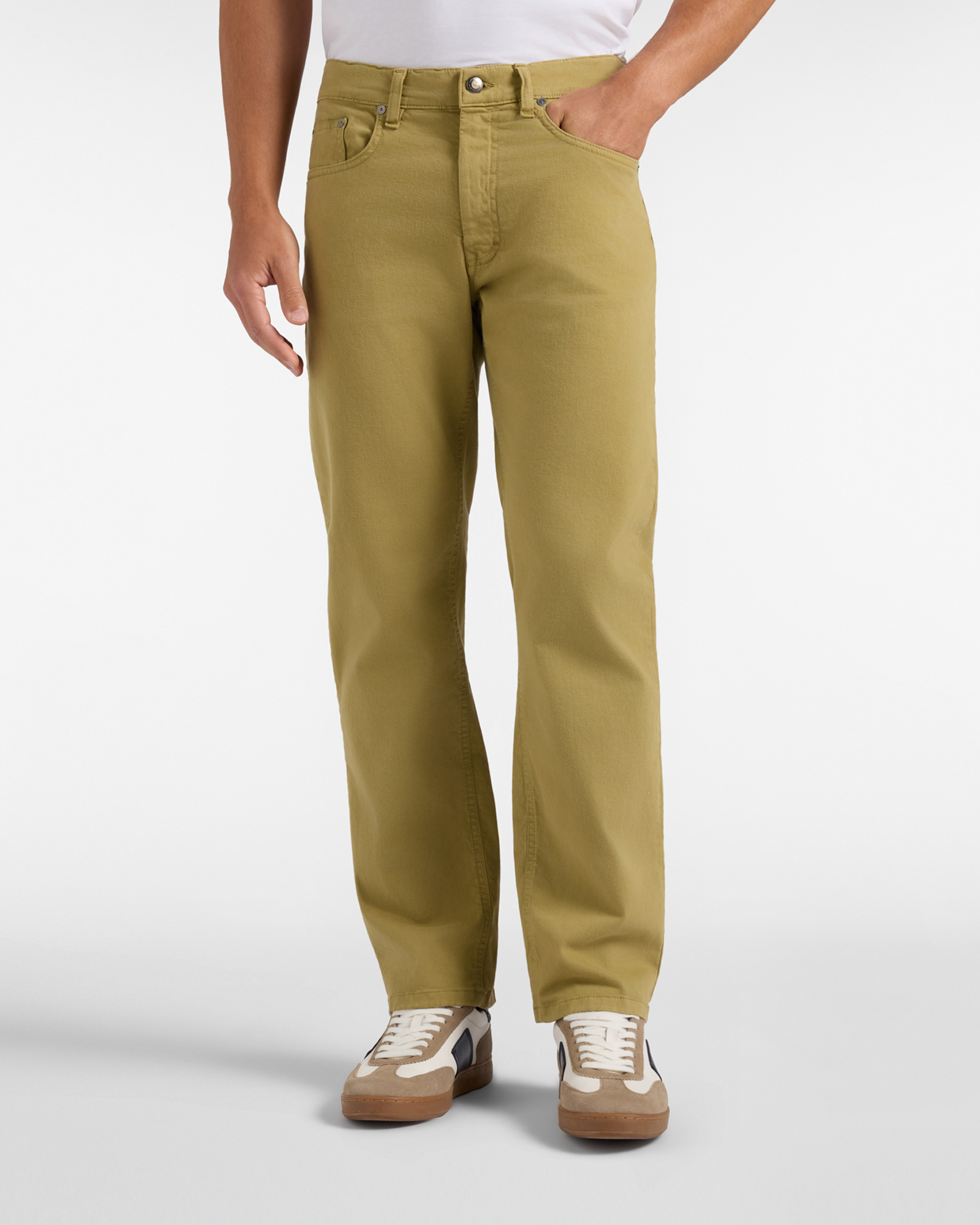 Pantalone Jeans Uomo in cotone stretch fango Regular Fit Made in Italy