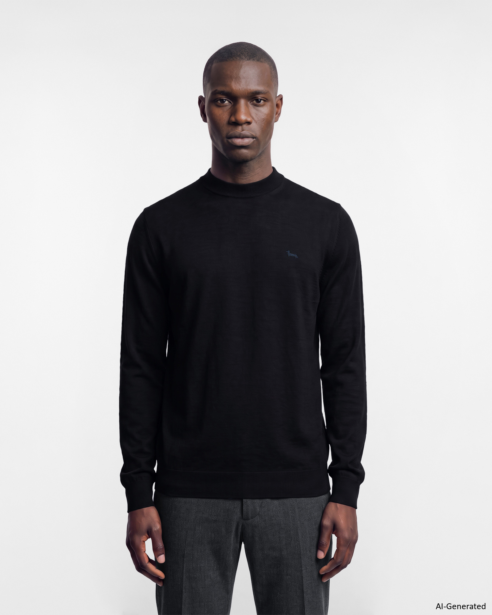Men's sweater in 100% pure wool with regular fit, NAVY BLUE, large