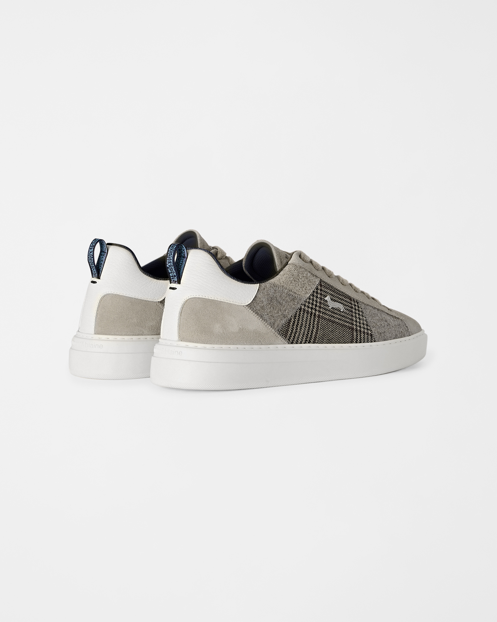 Men's suede and fabric patchwork sneakers, BEIGE - BEIGE, large