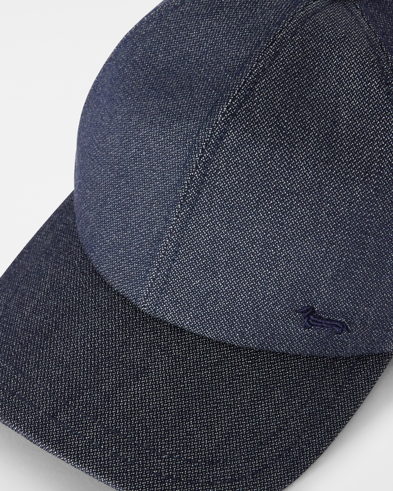Men&rsquo;s mixed-material baseball cap in wool and cotton blend, DENIM BLUE, large