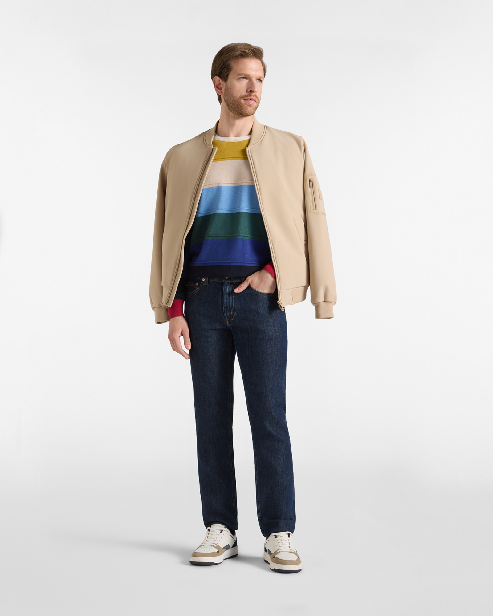 Pantal&oacute;n vaquero para hombre de 5 bolsillos en mezcla de algod&oacute;n y lana corte Narrow Made in Italy, AZUL DENIM, large