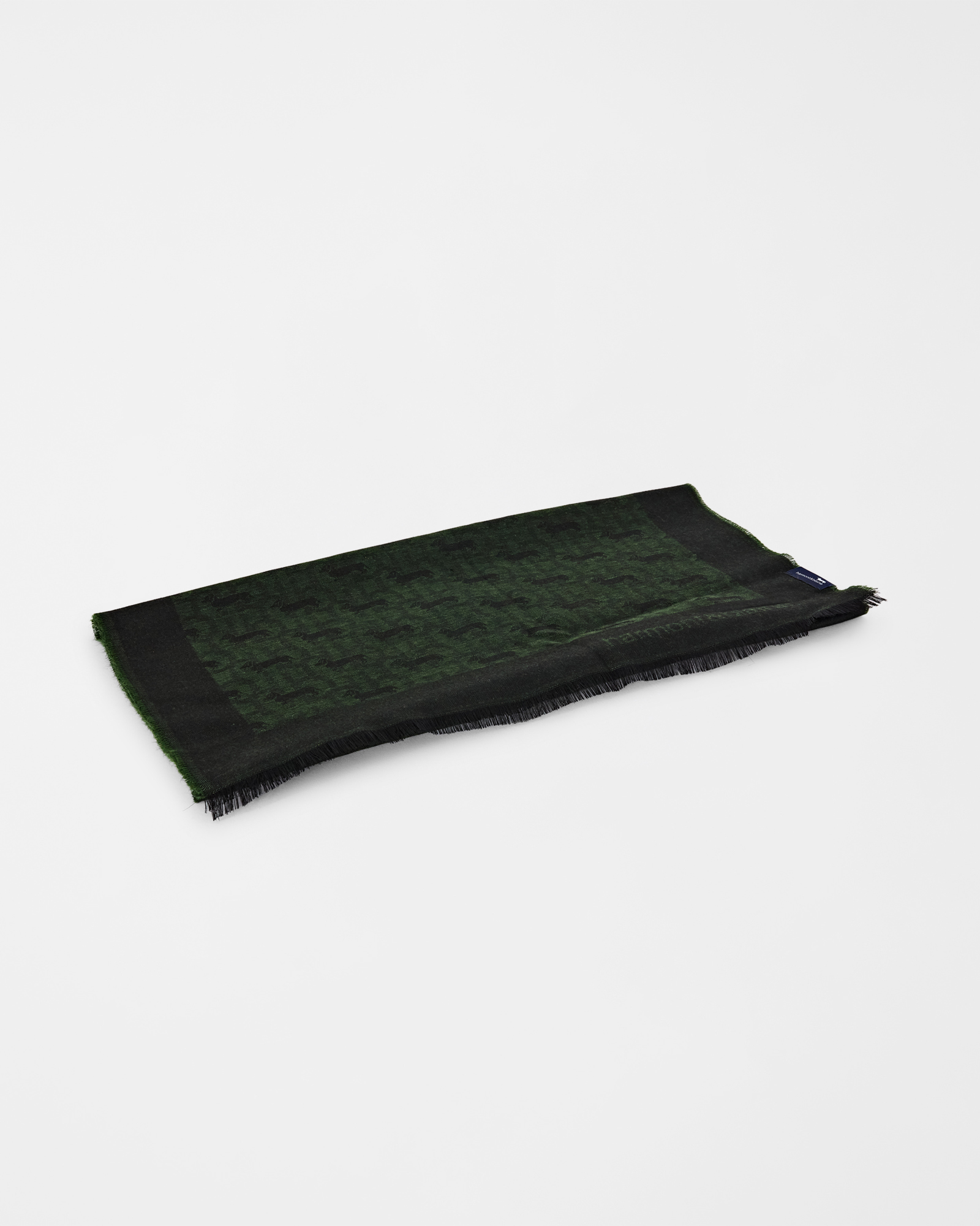 Sciarpa Uomo Monogram in Viscosa con Jacquard Bassotto All-Over, VERDE PETROLIO, large