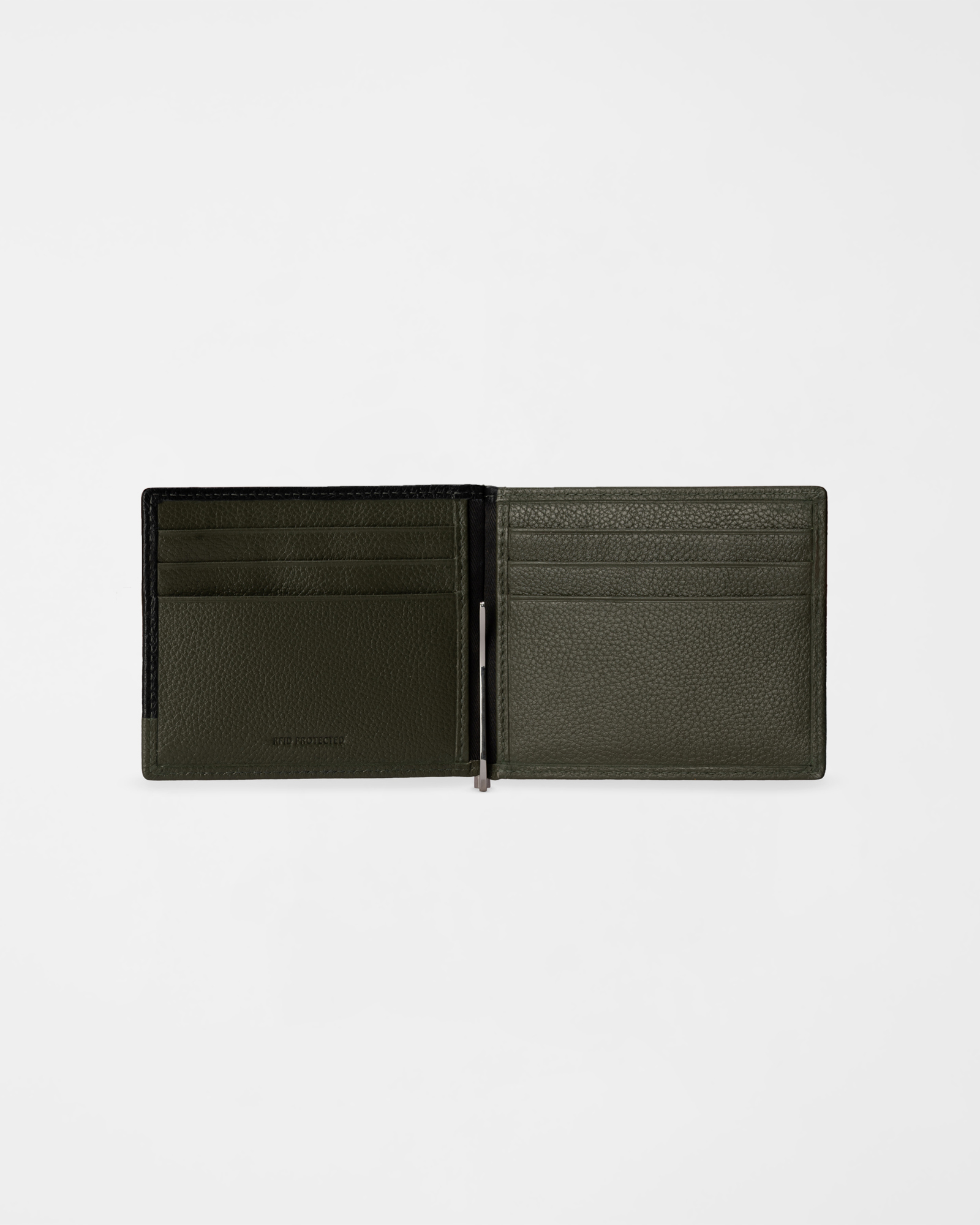 Men&rsquo;s Genuine Leather Wallet with Money Clip, GREEN, large