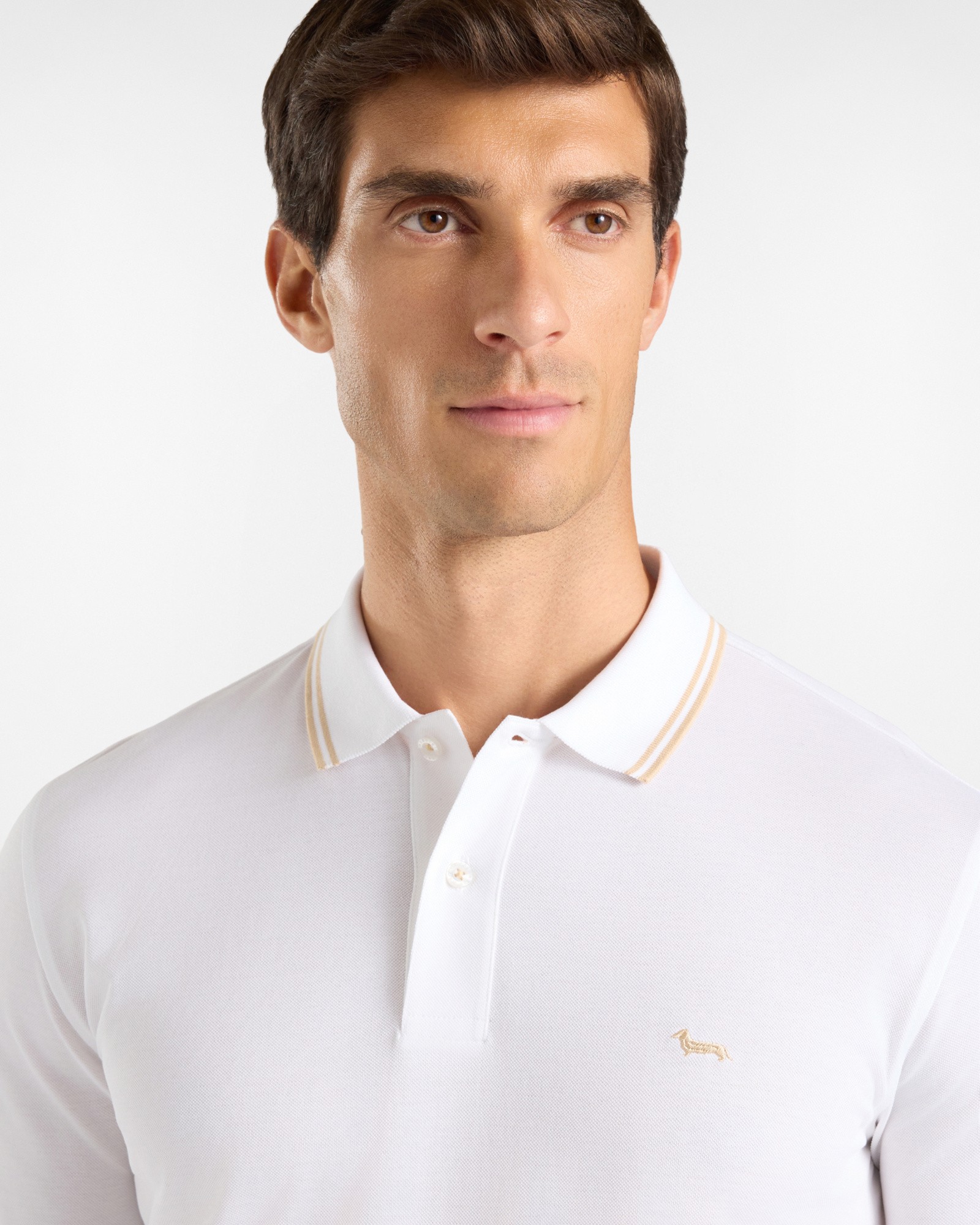 Men's long-sleeve 100% pure cotton piqu&eacute; polo shirt, WHITE, large
