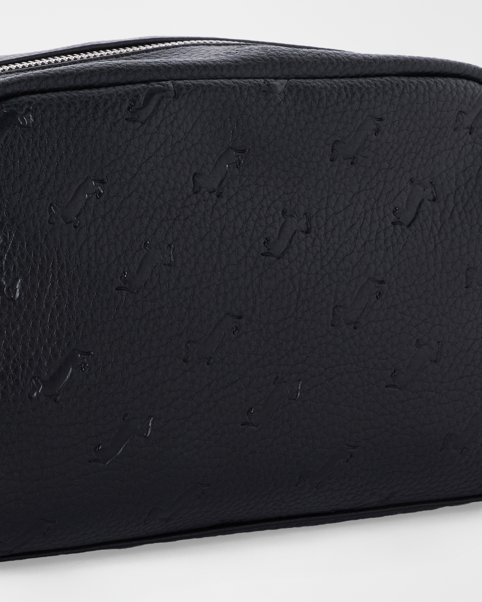medium clutch with handle, all-over dachshund print, BLACK, large