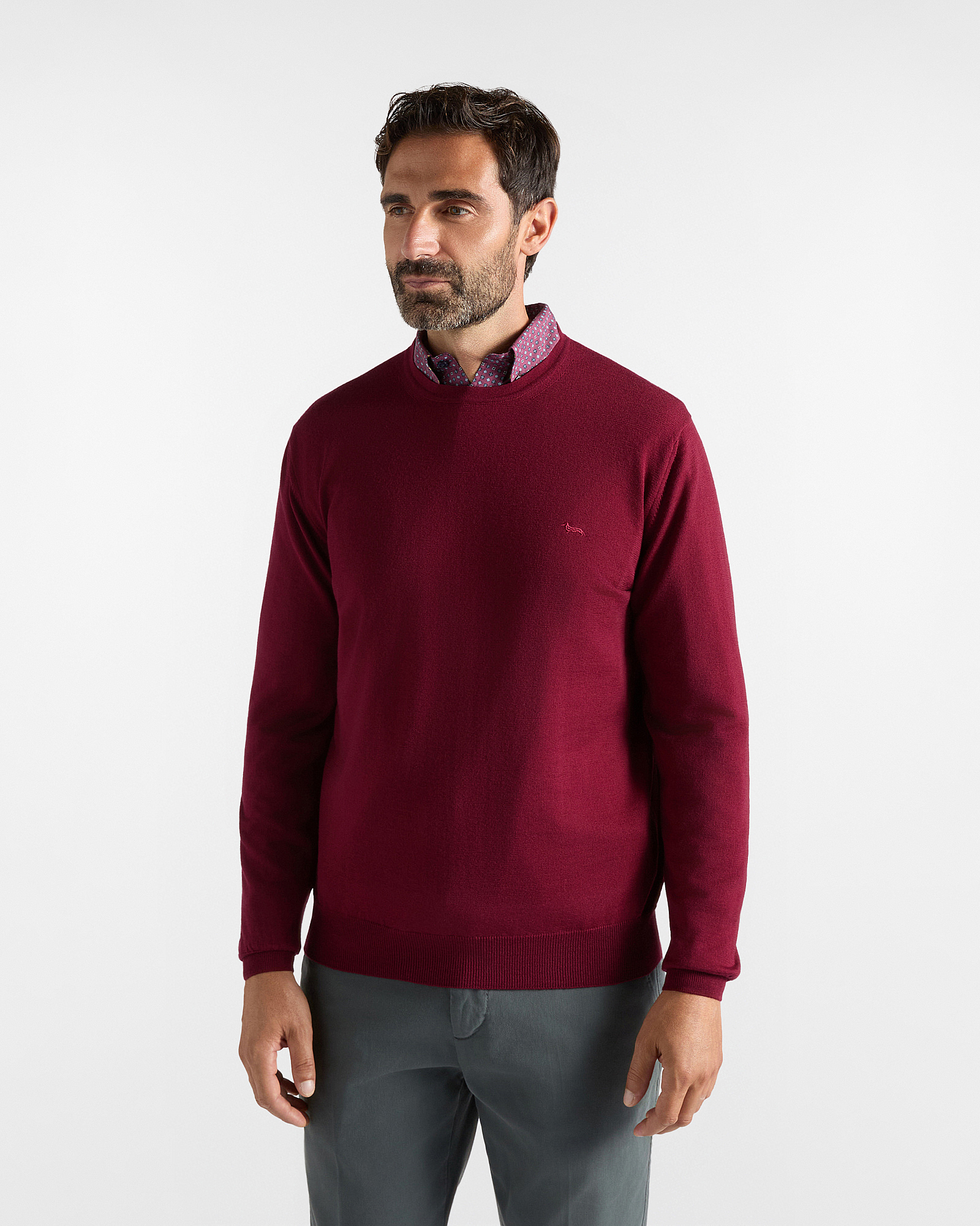 Maglia Uomo in 100% pura lana rosso Regular Fit Made in Italy