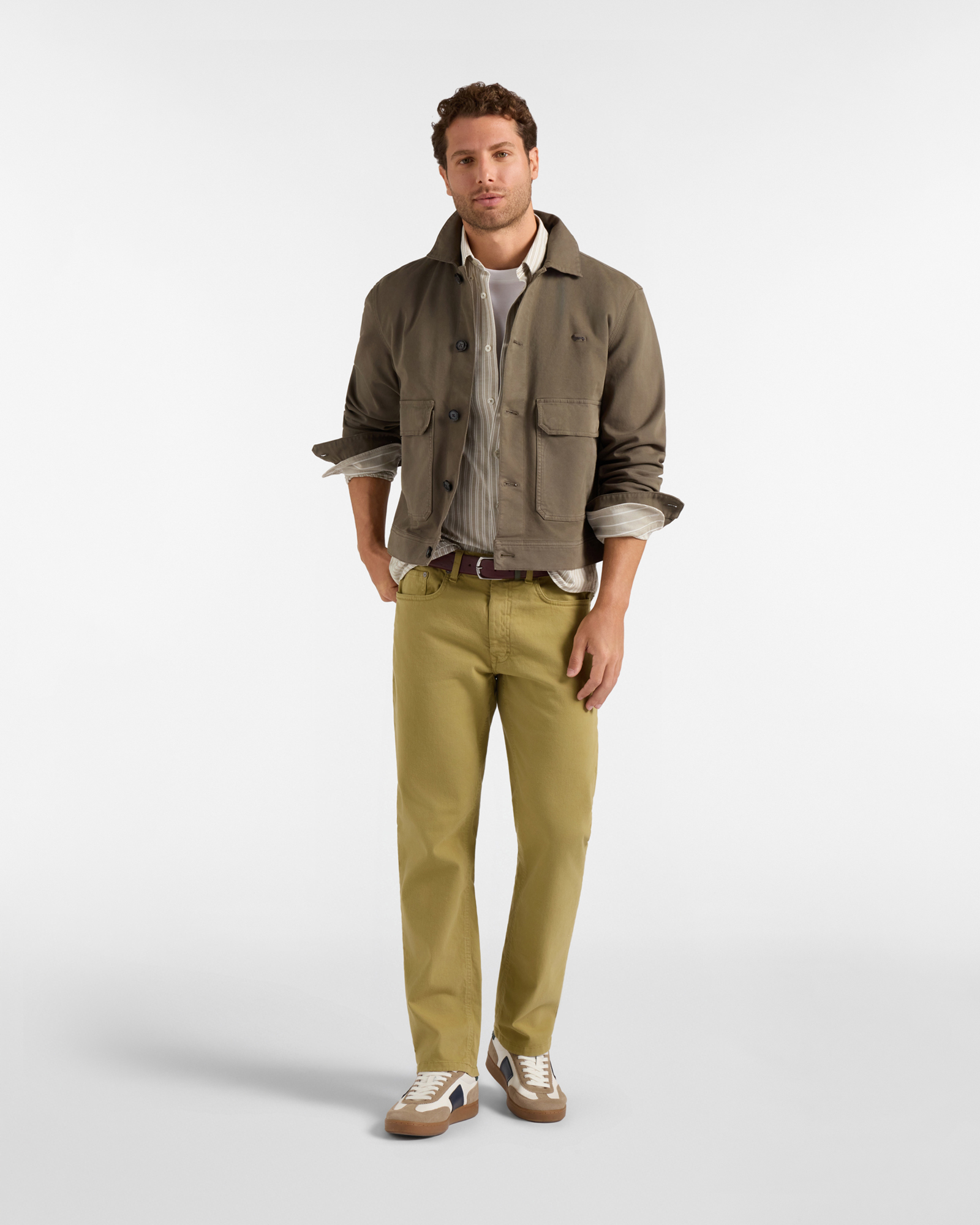 Men's  cotton cavalry twill jacket with flap pockets, PETROLEUM GREEN, large