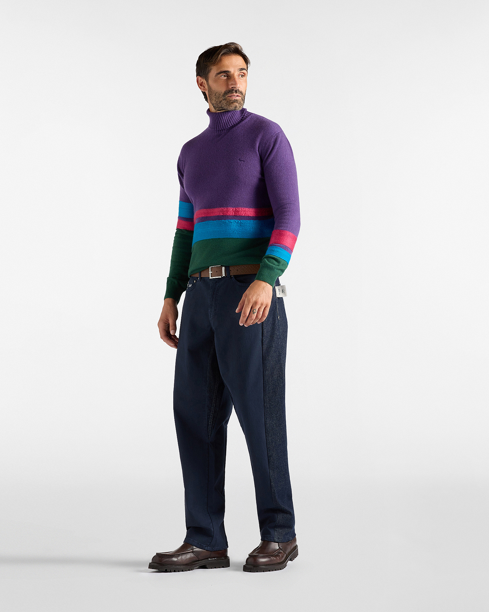 Men&rsquo;s Pure Cashmere Turtleneck Jumper from the Re-Loved Capsule Collection, Made in Italy, DARK GREEN, large