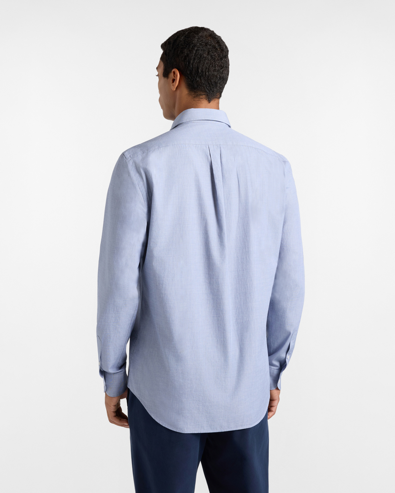 Men's regular-fit end-on-end fabric shirt, NAVY BLUE, large