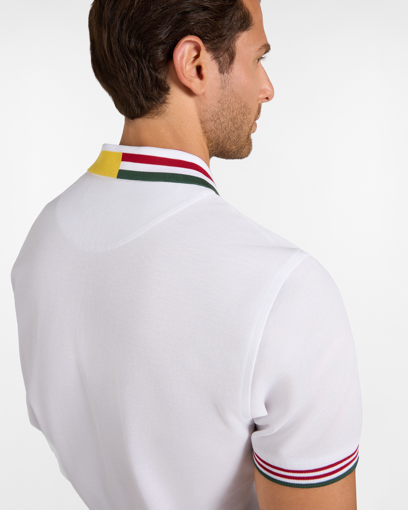 Men's short-sleeve mercerized 100% pure cotton piqu&eacute; polo shirt, WHITE, large