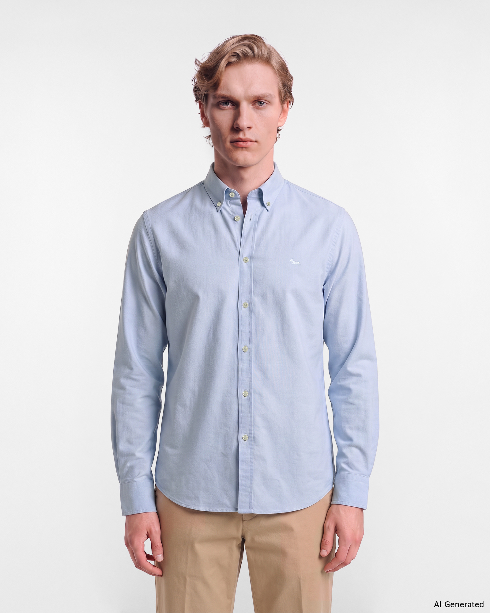 Camicia Uomo oxford tinto filo Regular Fit azzurro