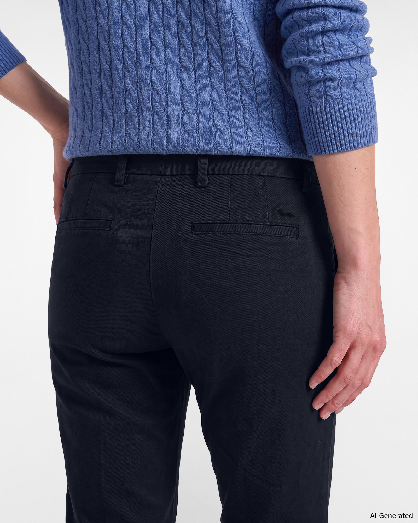 Pantal&oacute;n para mujer en algod&oacute;n el&aacute;stico corte Slim, AZUL MARINO, large