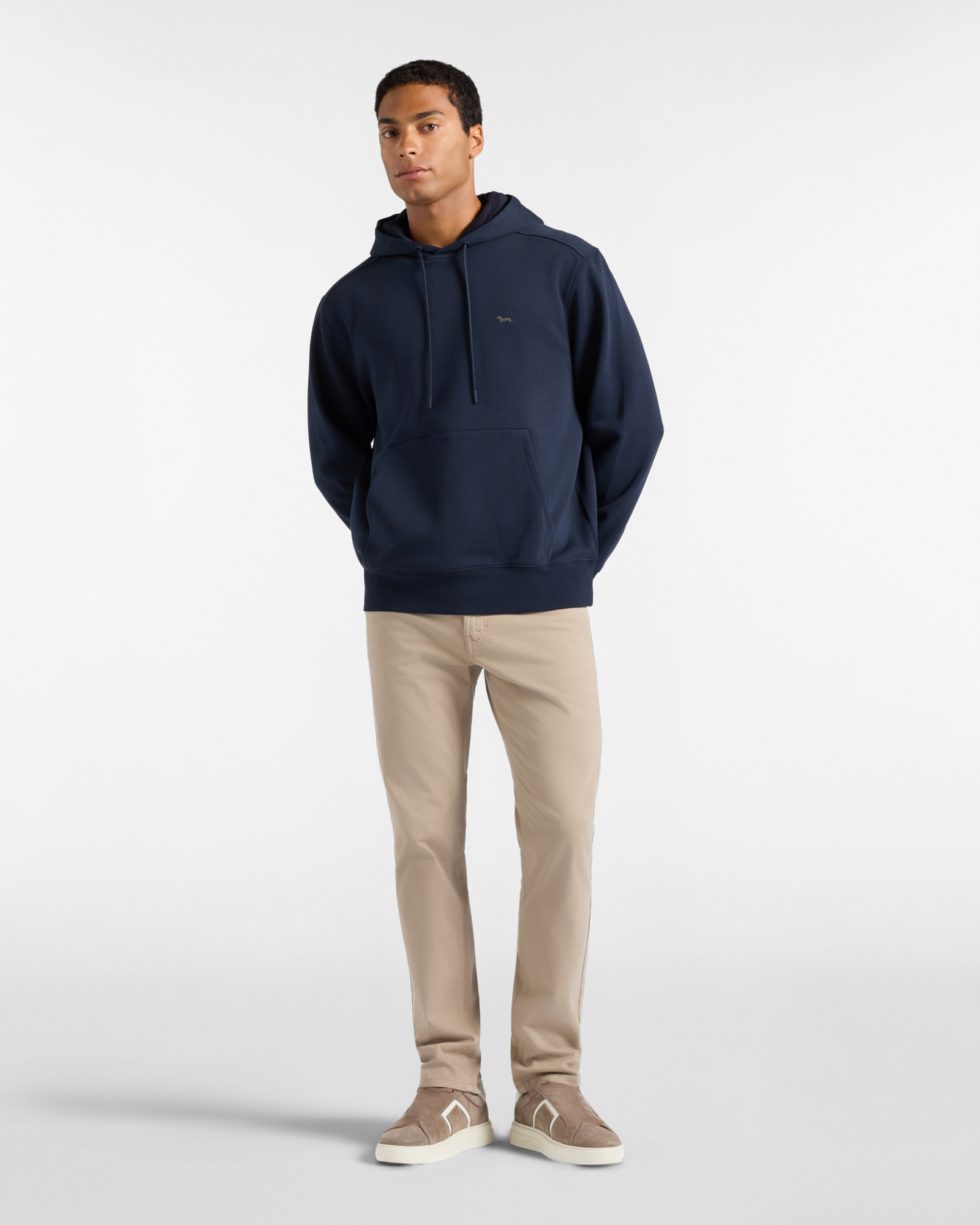 Men's blue Relaxed Fit hoodie with kangaroo pocket, NAVY BLUE, large