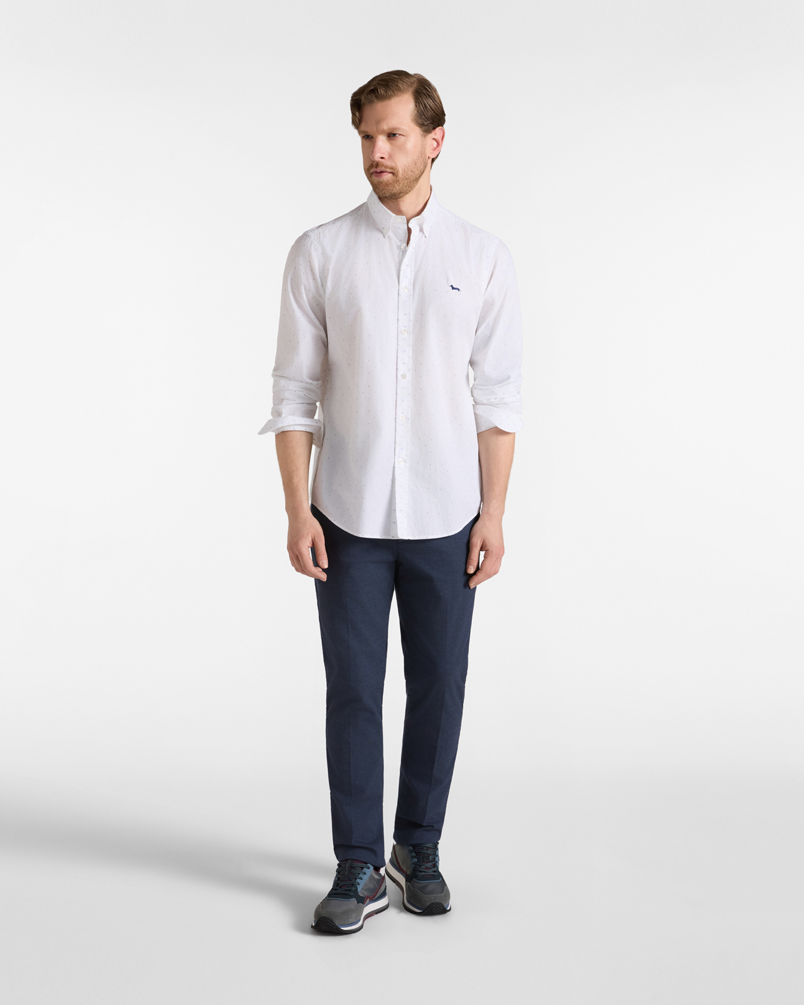 Men's regular-fit fil coup&eacute; poplin shirt, WHITE, large