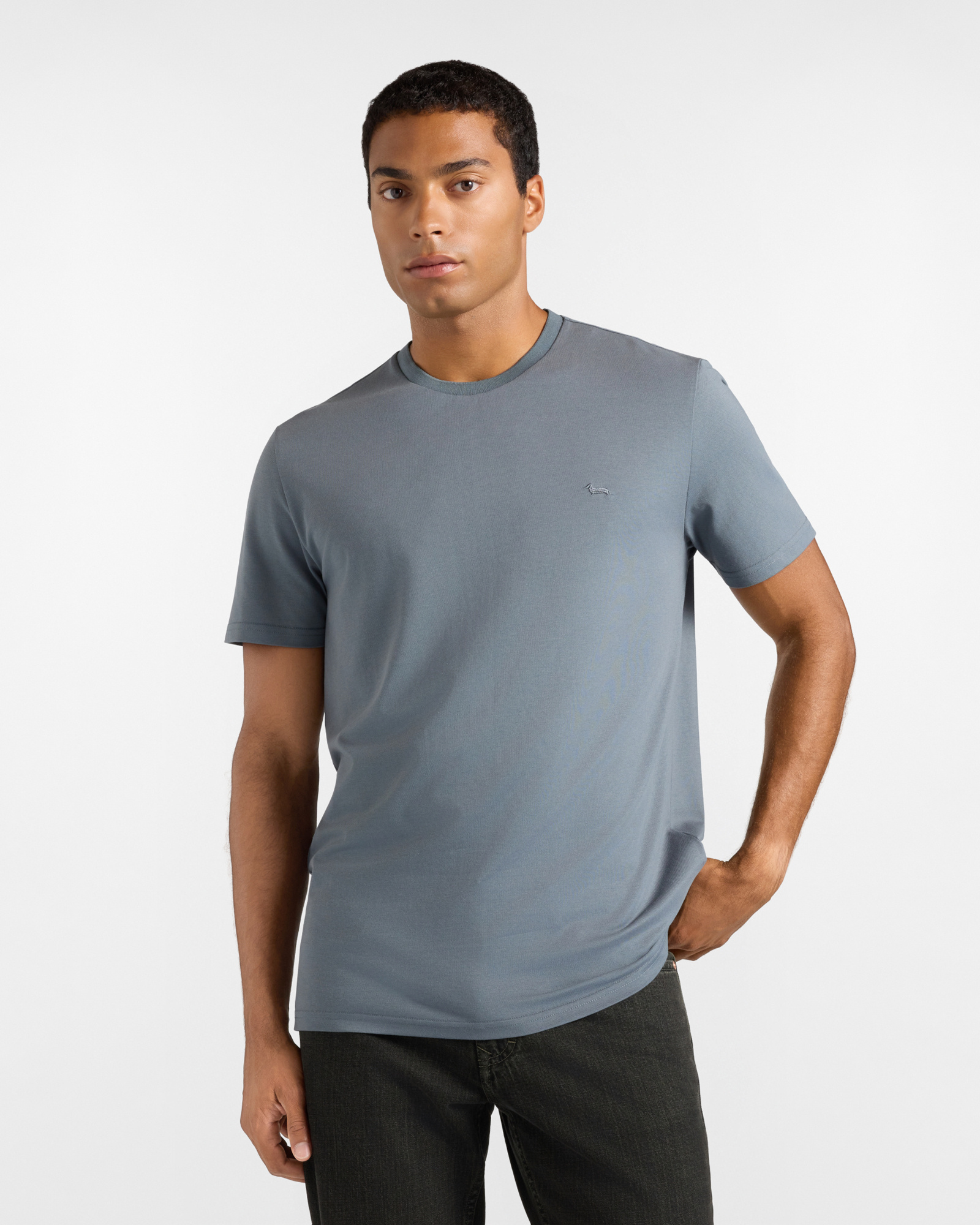 Men's regular-fit T-shirt in gray cotton and silk blend