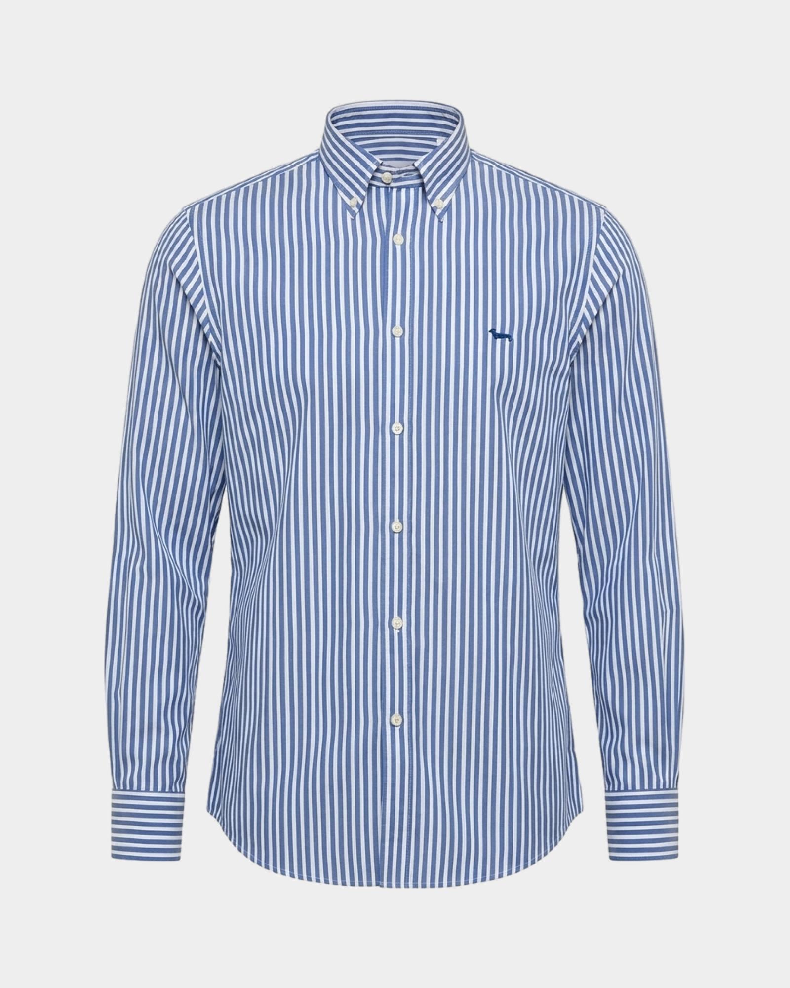 Camicia Uomo in twill con riga raso Regular Fit Turchese, BLU SPORT, large